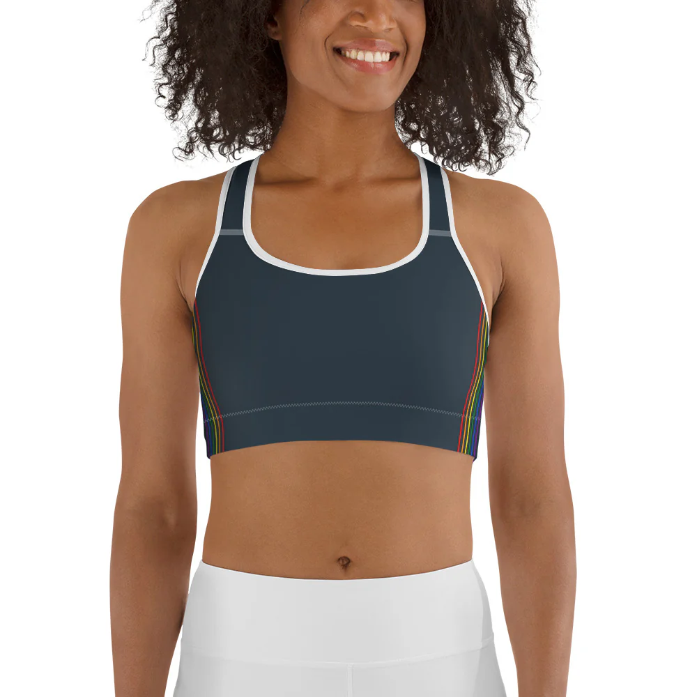 Rainbow Pride Flag Separated Stripes Sports Bra - Image 5