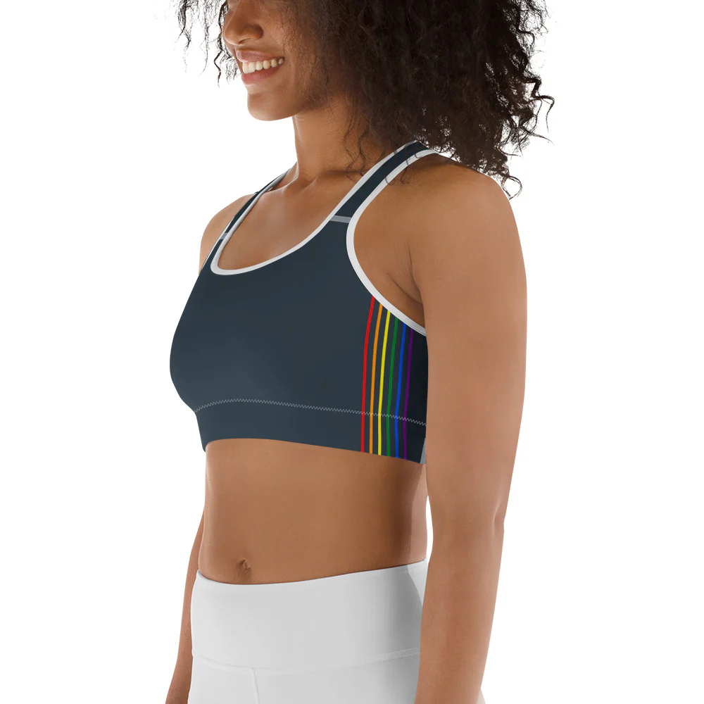 Rainbow Pride Flag Separated Stripes Sports Bra - Image 6