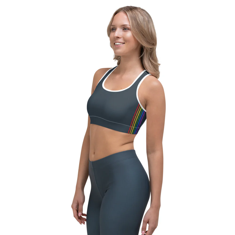 Rainbow Pride Flag Separated Stripes Sports Bra - Image 7