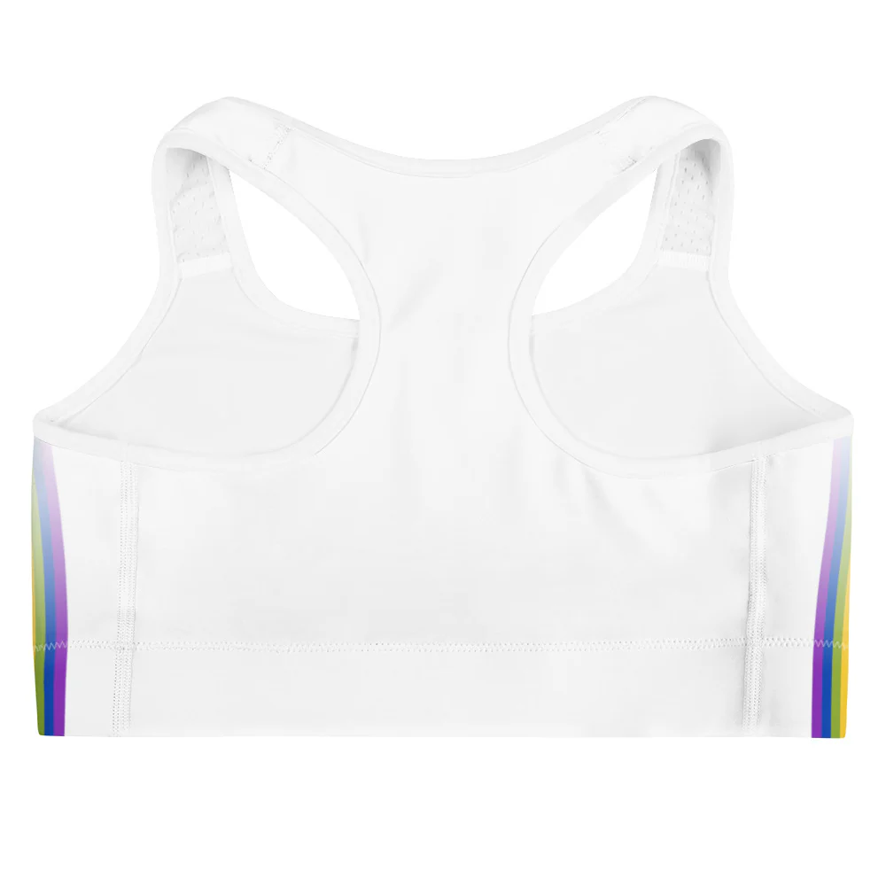 Rainbow Pride Flag Side Fade White Sports Bra - Image 9