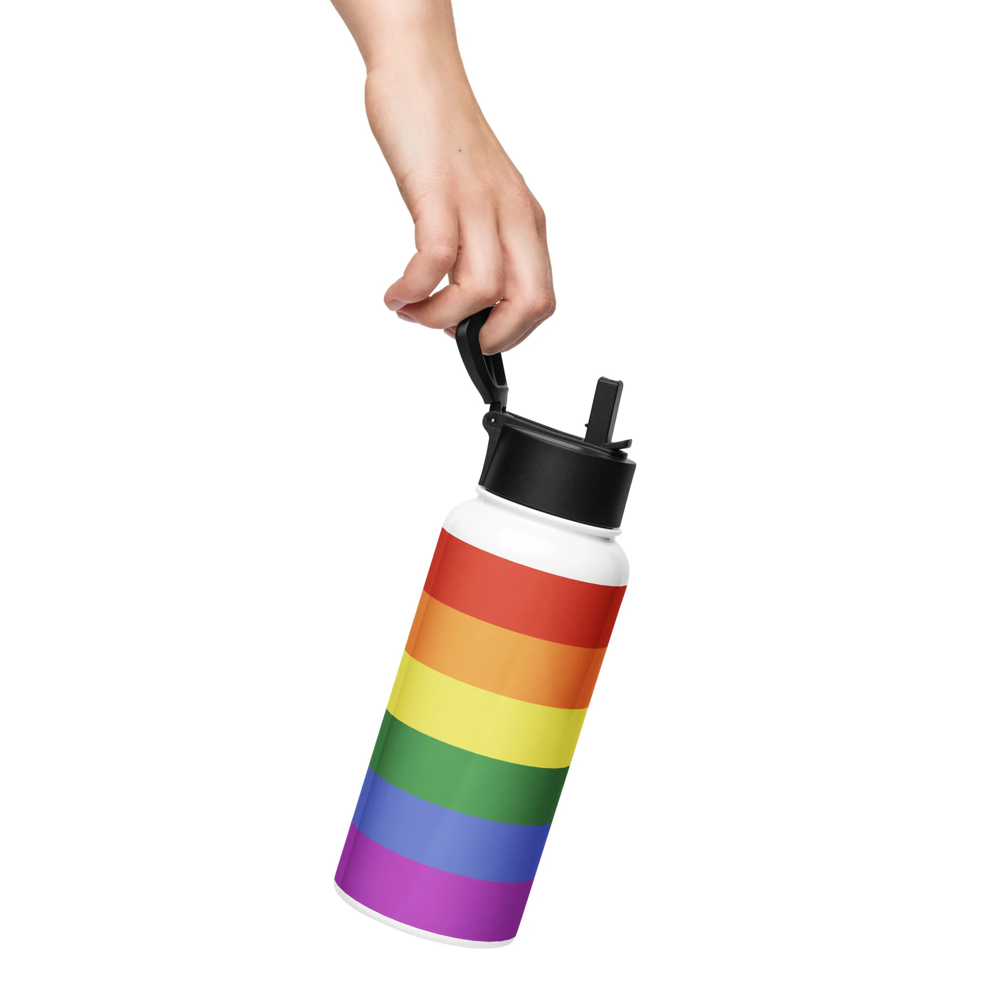 Rainbow Pride Flag Stainless Steel Water Bottle - Image 2