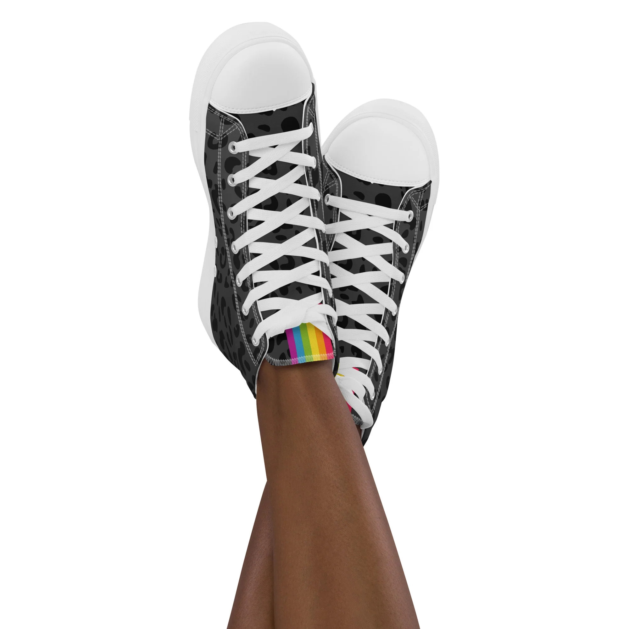 Rainbow Pride Flash Black Leopard High Top Trainers (female sizes) - Image 10