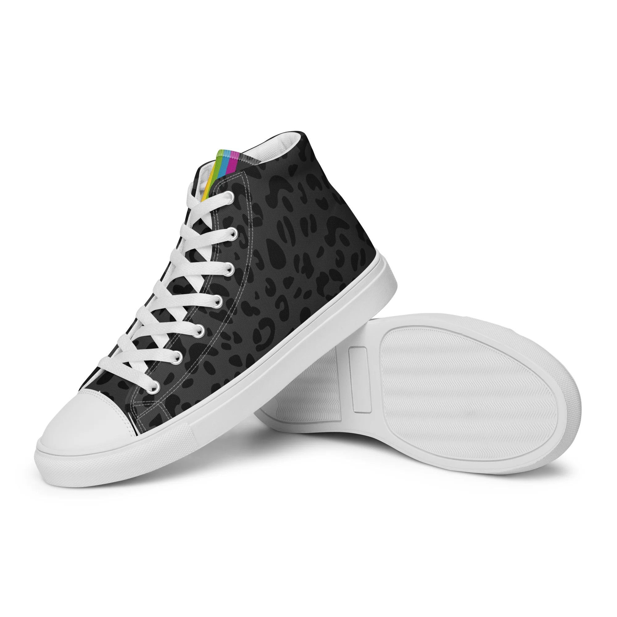 Rainbow Pride Flash Black Leopard High Top Trainers (female sizes) - Image 2