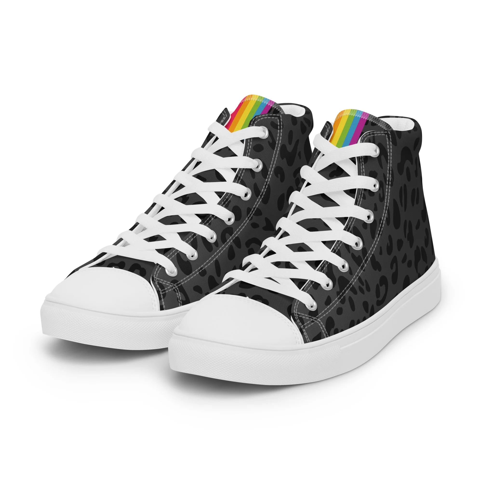 Rainbow Pride Flash Black Leopard High Top Trainers (female sizes) - Image 6