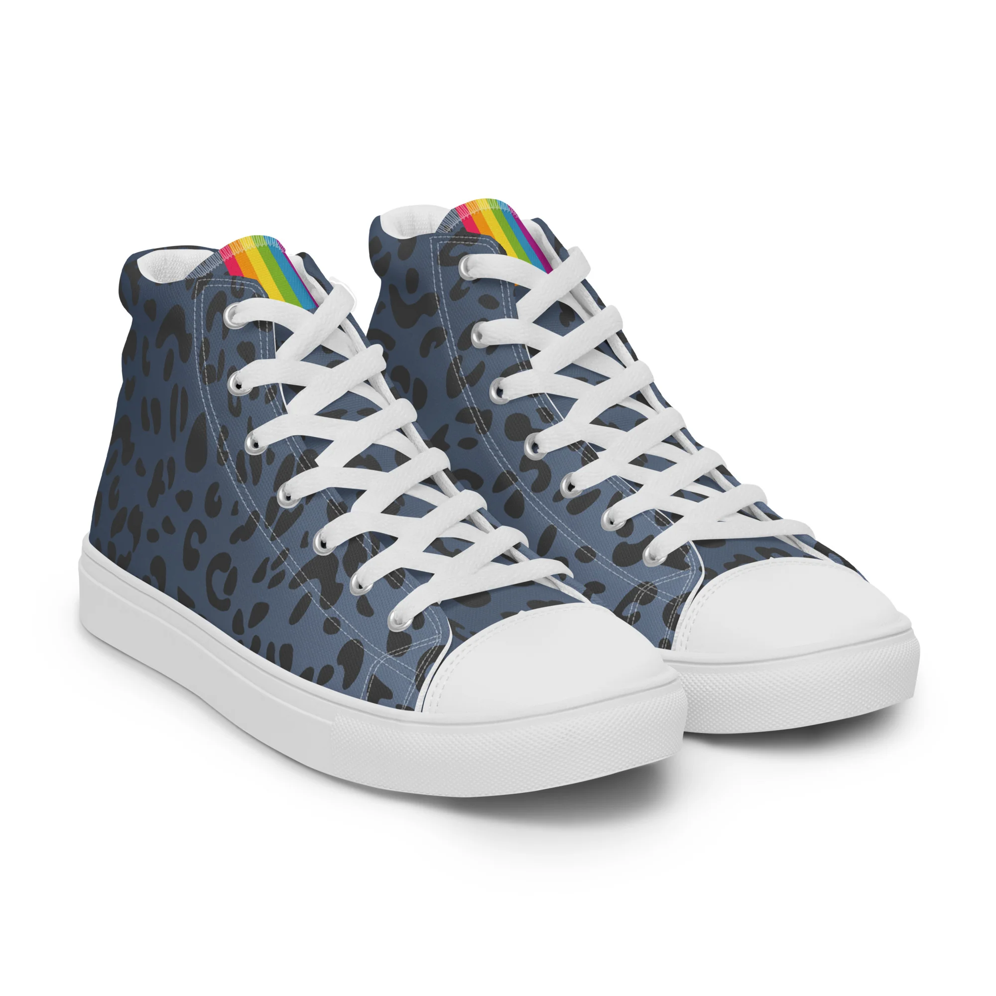 Rainbow Pride Flash Blue Leopard High Top Trainers (female sizes) - Image 11