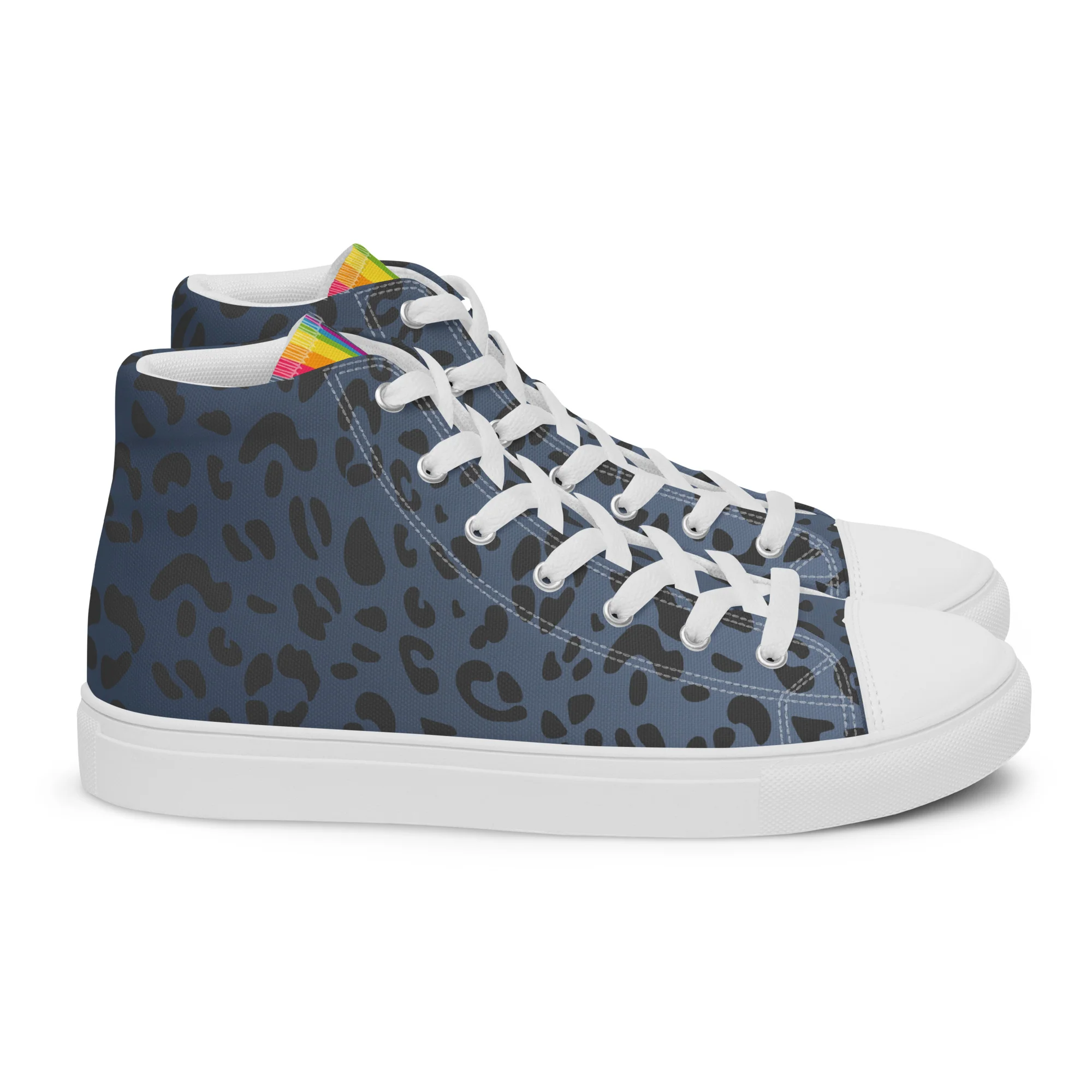 Rainbow Pride Flash Blue Leopard High Top Trainers (female sizes) - Image 9