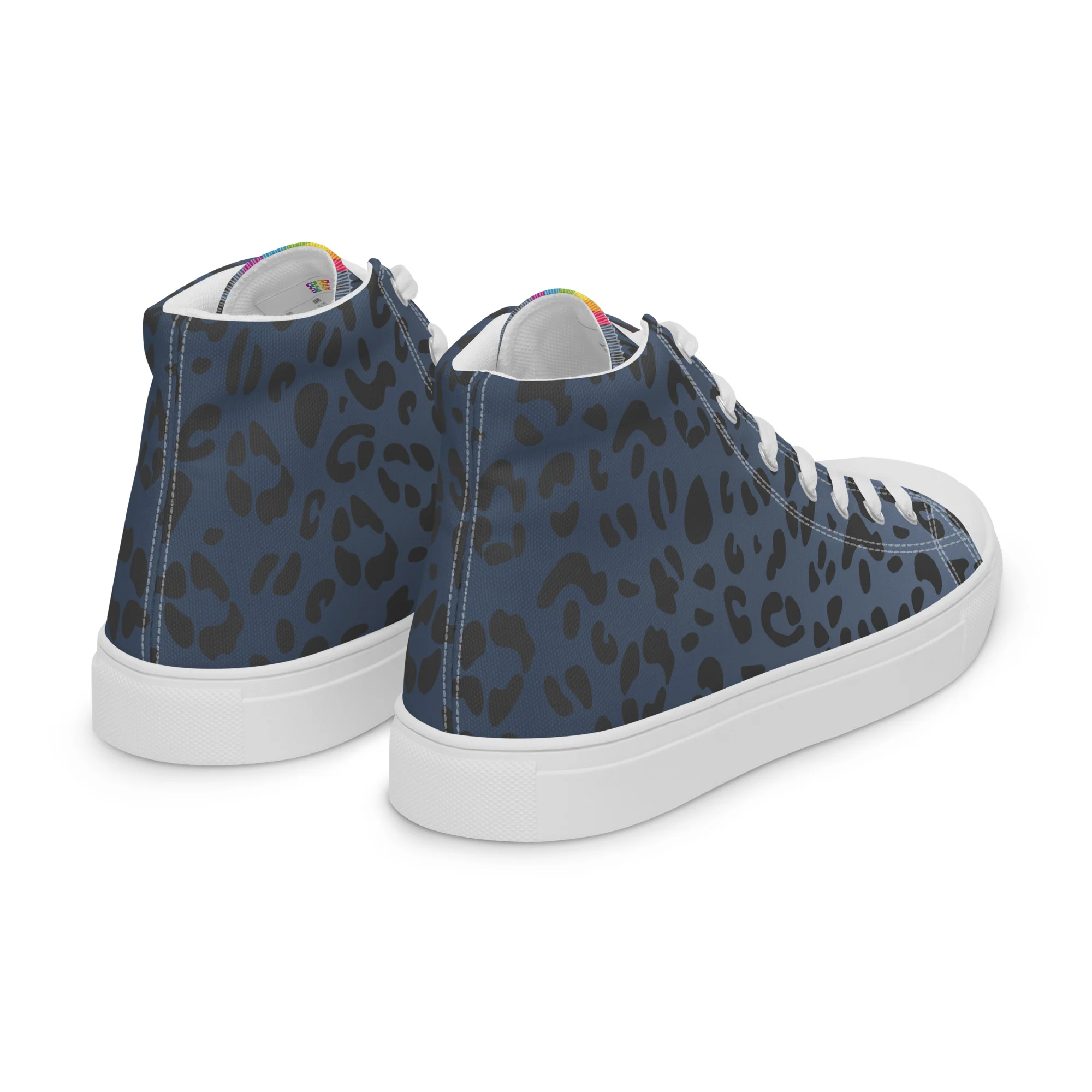 Rainbow Pride Flash Blue Leopard Print High Top Trainers (male sizes) - Image 10