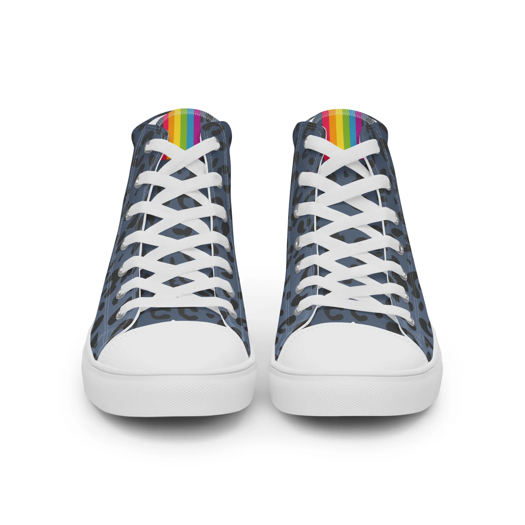 Rainbow Pride Flash Blue Leopard Print High Top Trainers (male sizes) - Image 12