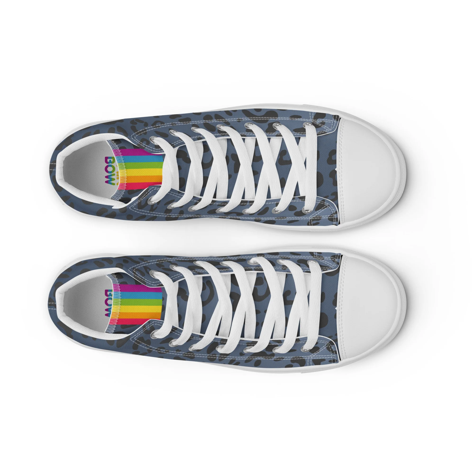 Rainbow Pride Flash Blue Leopard Print High Top Trainers (male sizes) - Image 13