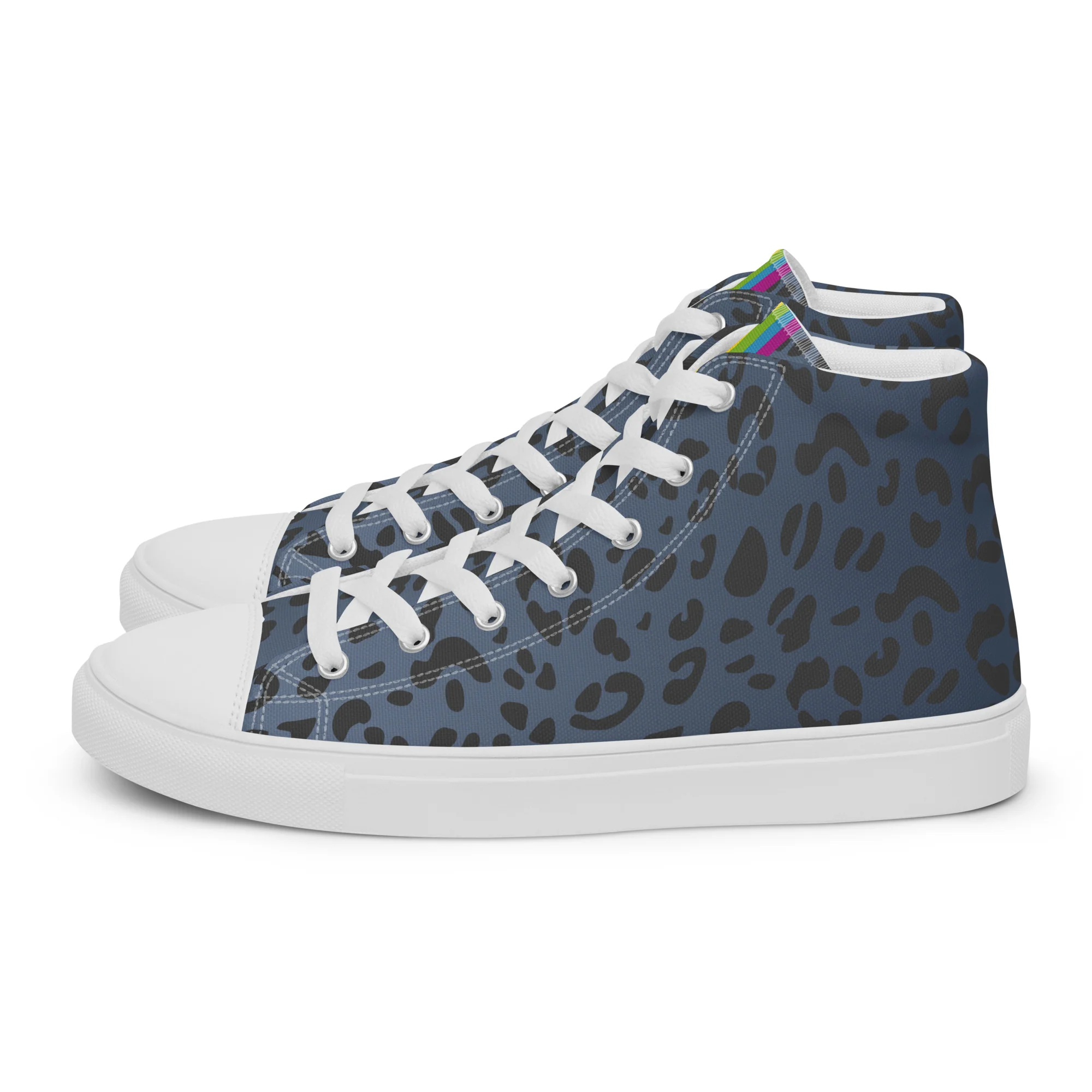 Rainbow Pride Flash Blue Leopard Print High Top Trainers (male sizes) - Image 6