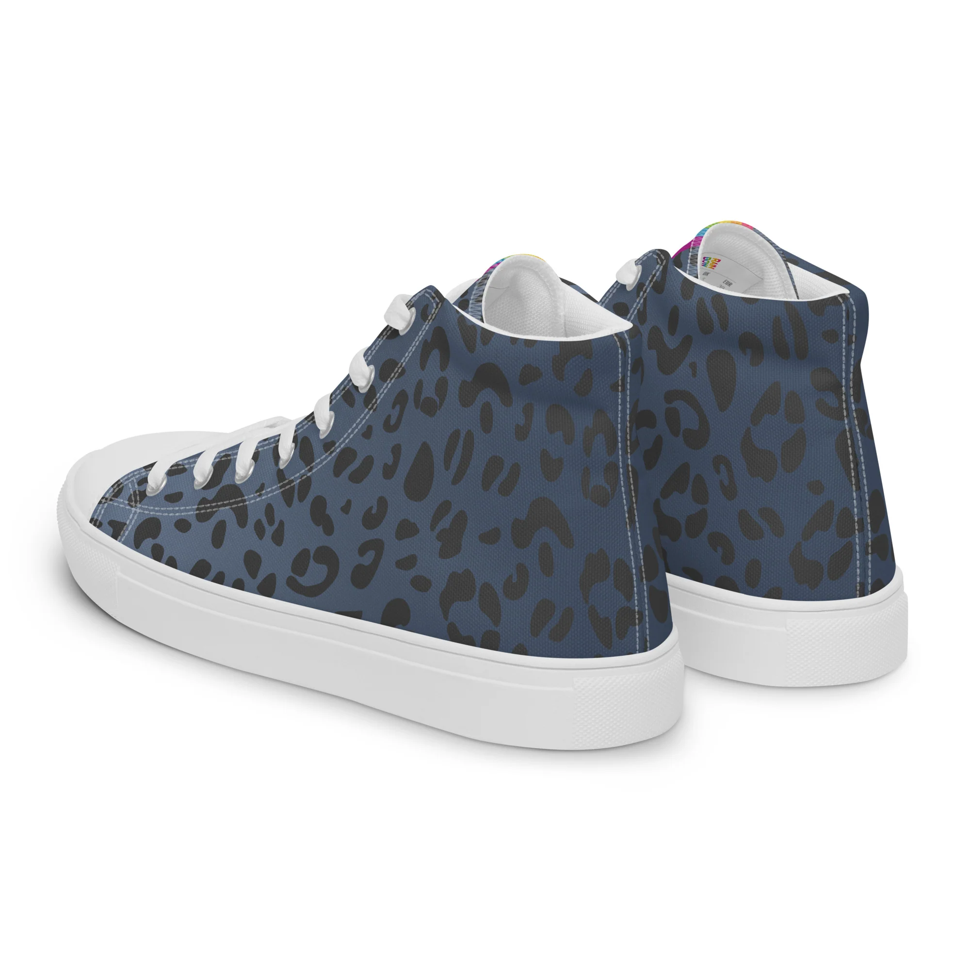 Rainbow Pride Flash Blue Leopard Print High Top Trainers (male sizes) - Image 8
