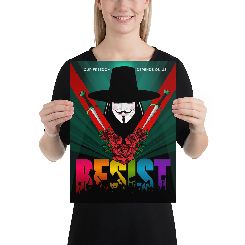 Rainbow Resist Art Print Poster featuring V - Image 3