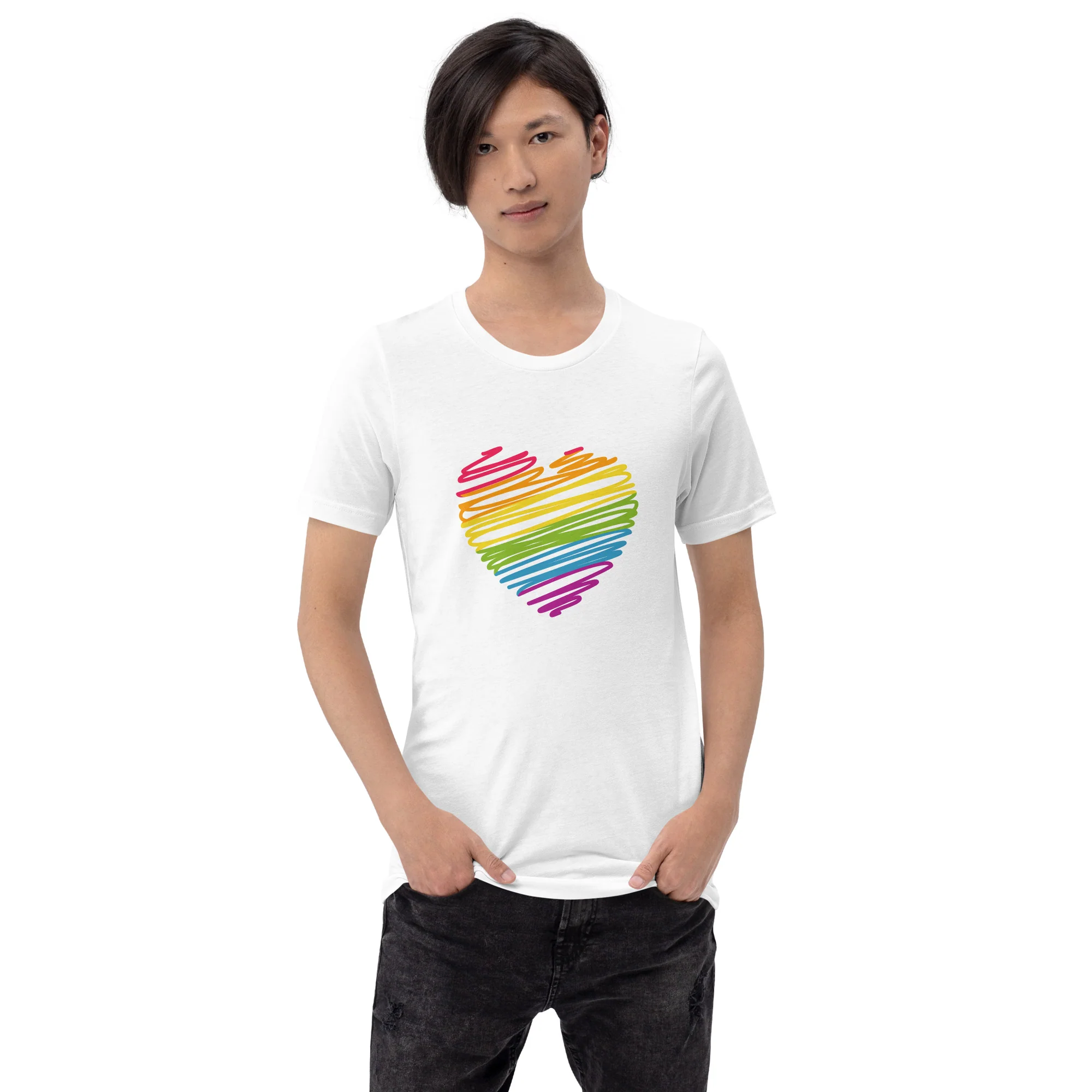 Rainbow Scribble Heart T-Shirt - Image 4