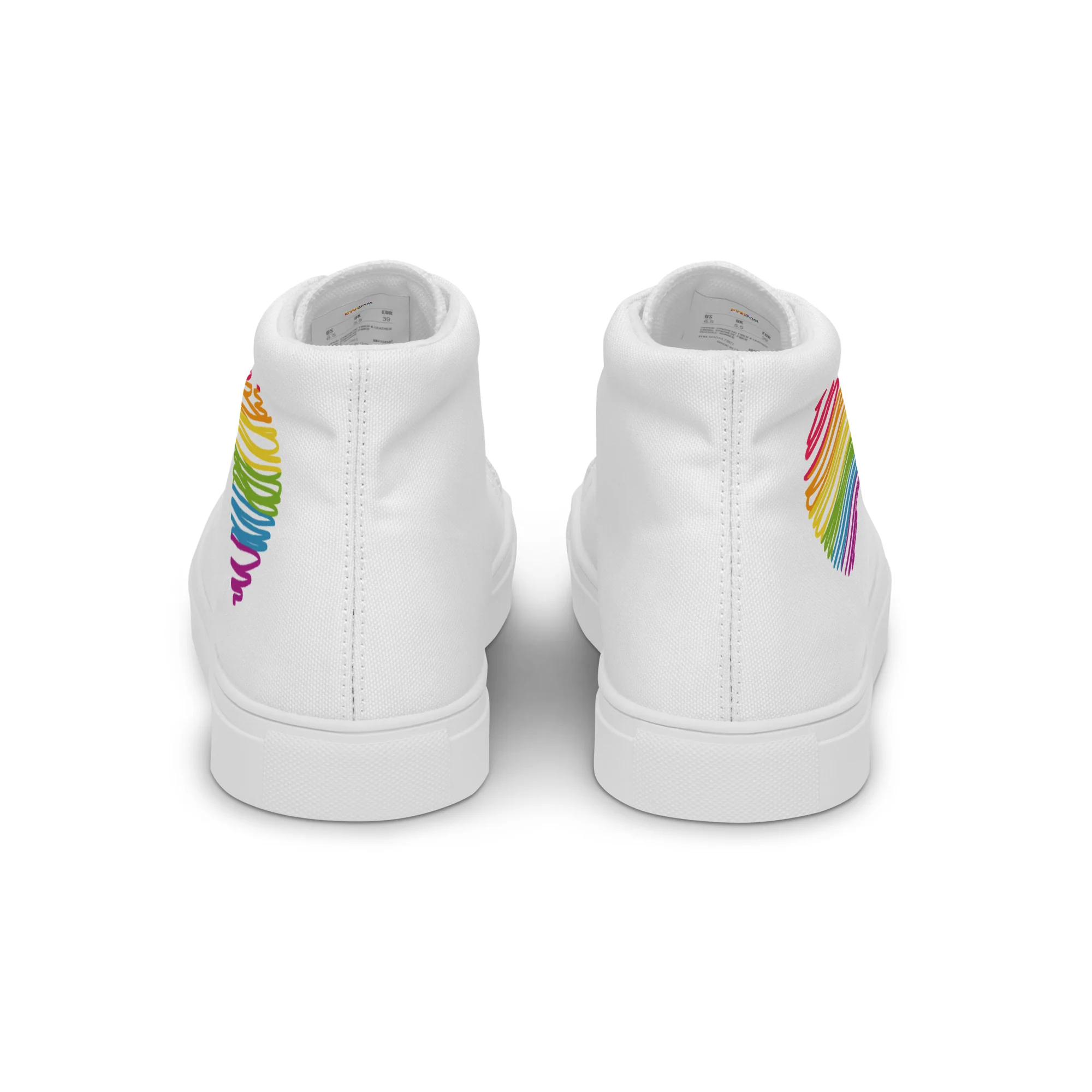 Rainbow Scribble Heart White High Top Trainers (female sizes) - Image 6