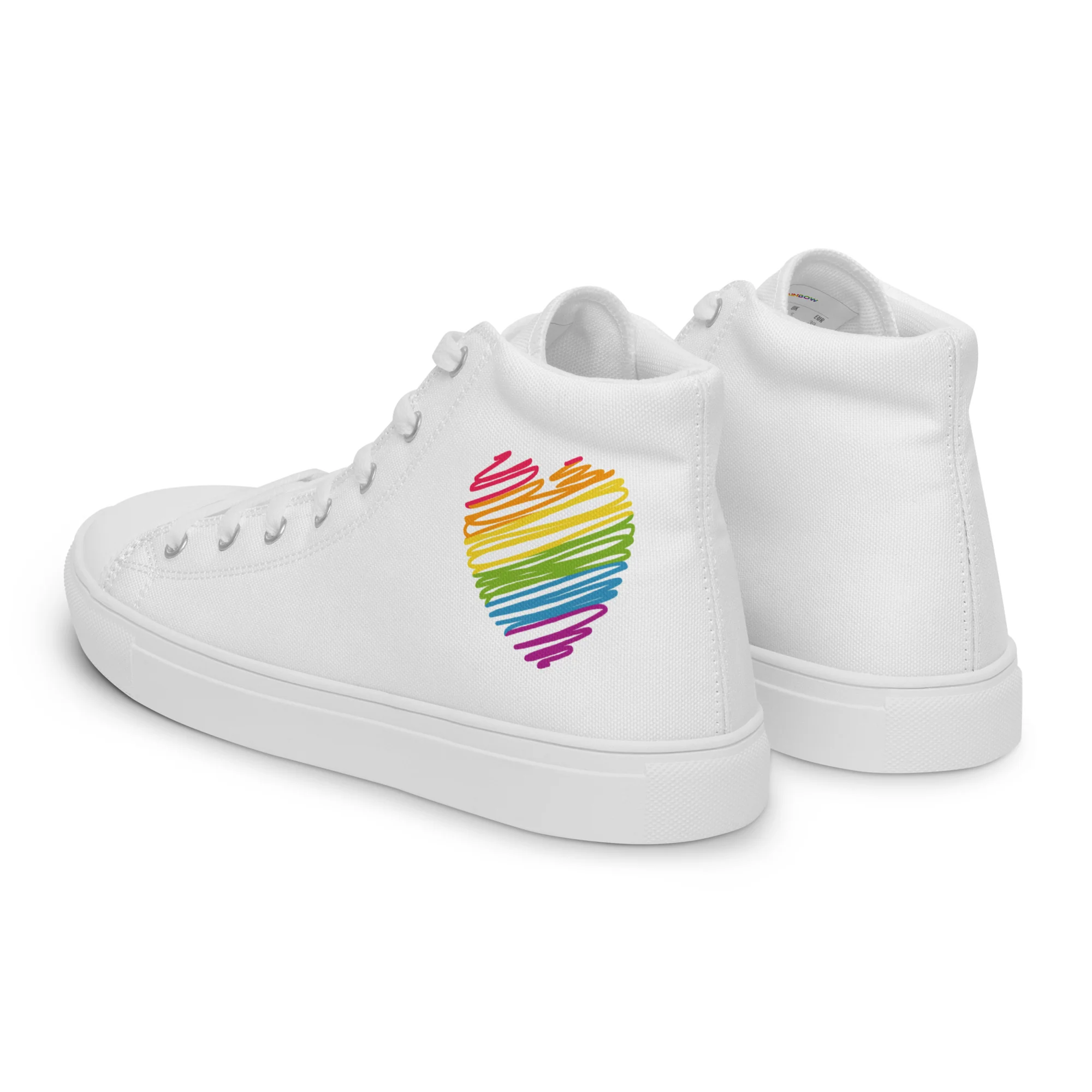 Rainbow Scribble Heart White High Top Trainers (female sizes) - Image 7