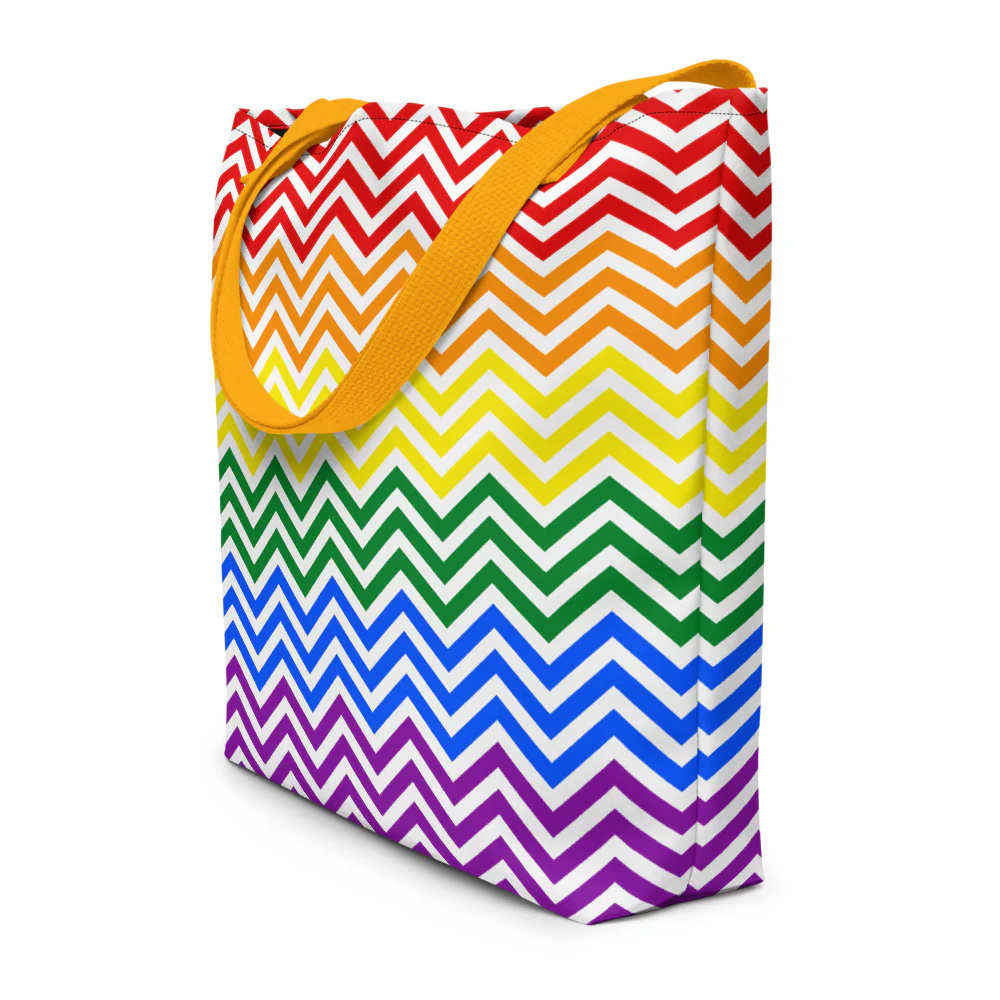 Rainbow Simple Zig Zag Large Tote/Beach Bag - Image 2
