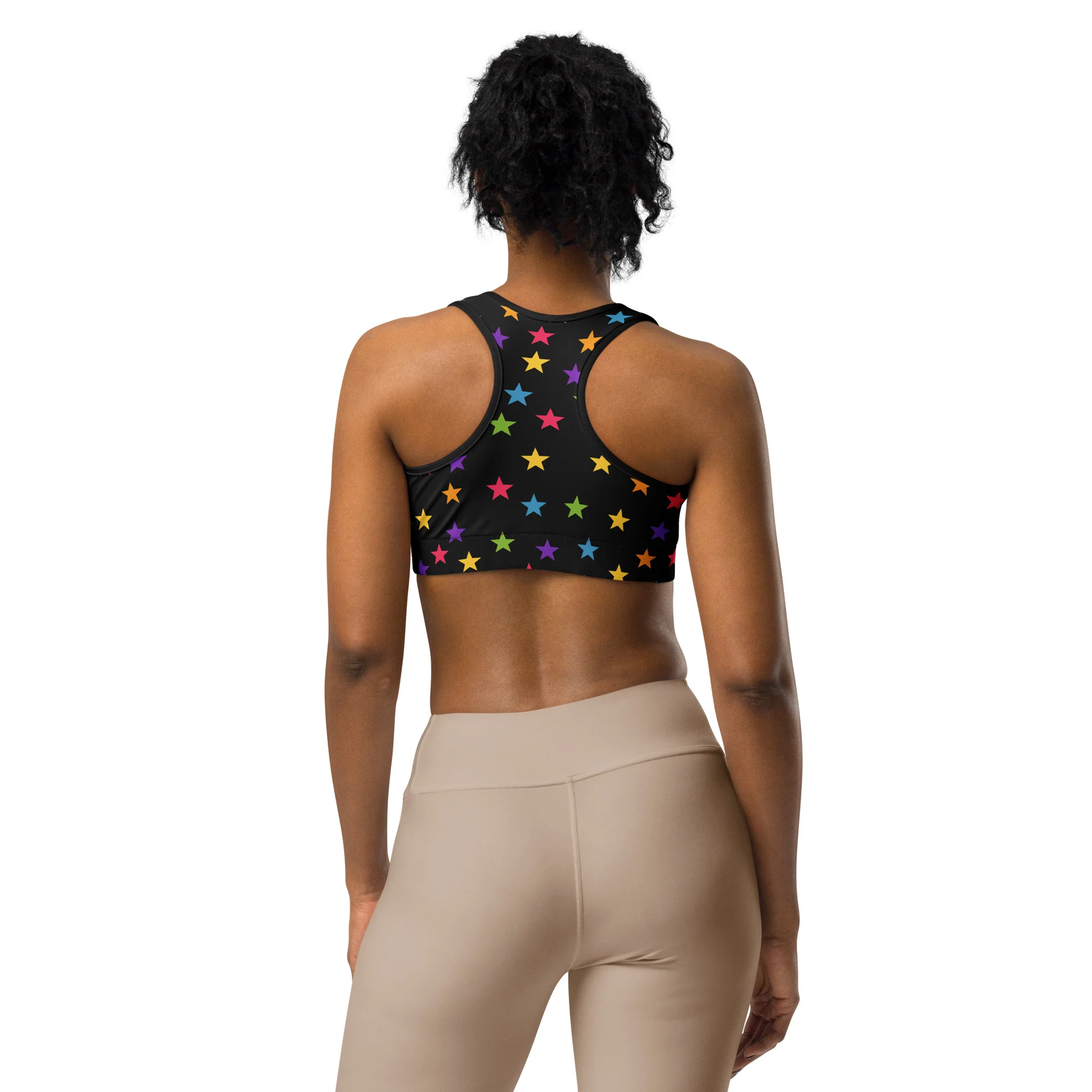 Rainbow Stars Black Sports Bra - Image 2