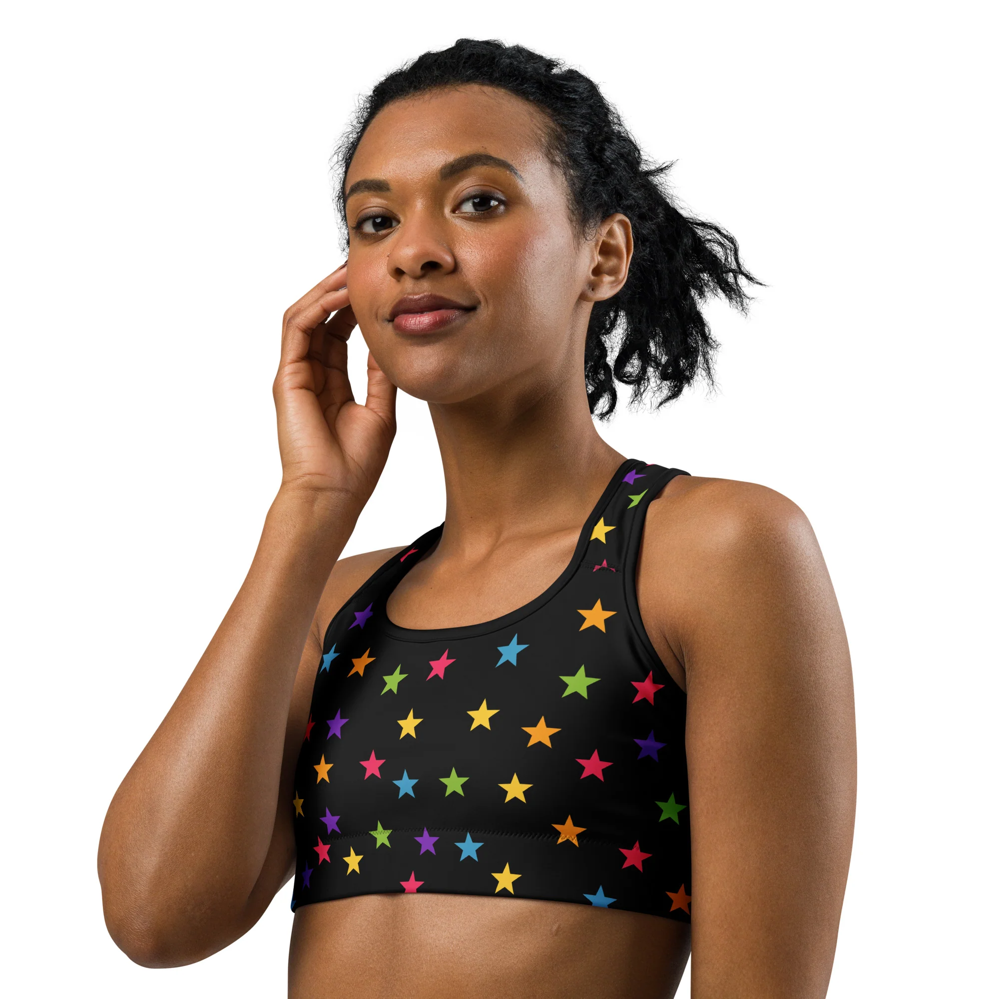 Rainbow Stars Black Sports Bra - Image 3
