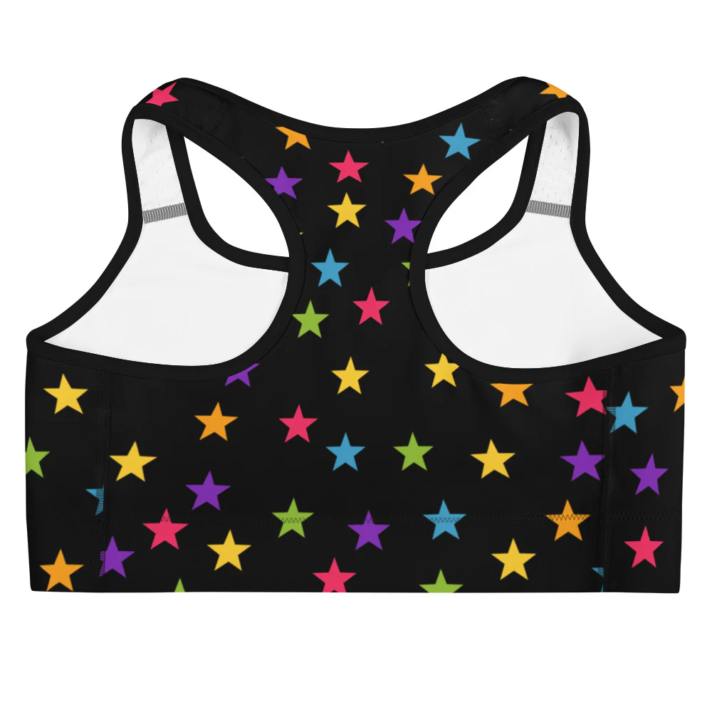 Rainbow Stars Black Sports Bra - Image 6
