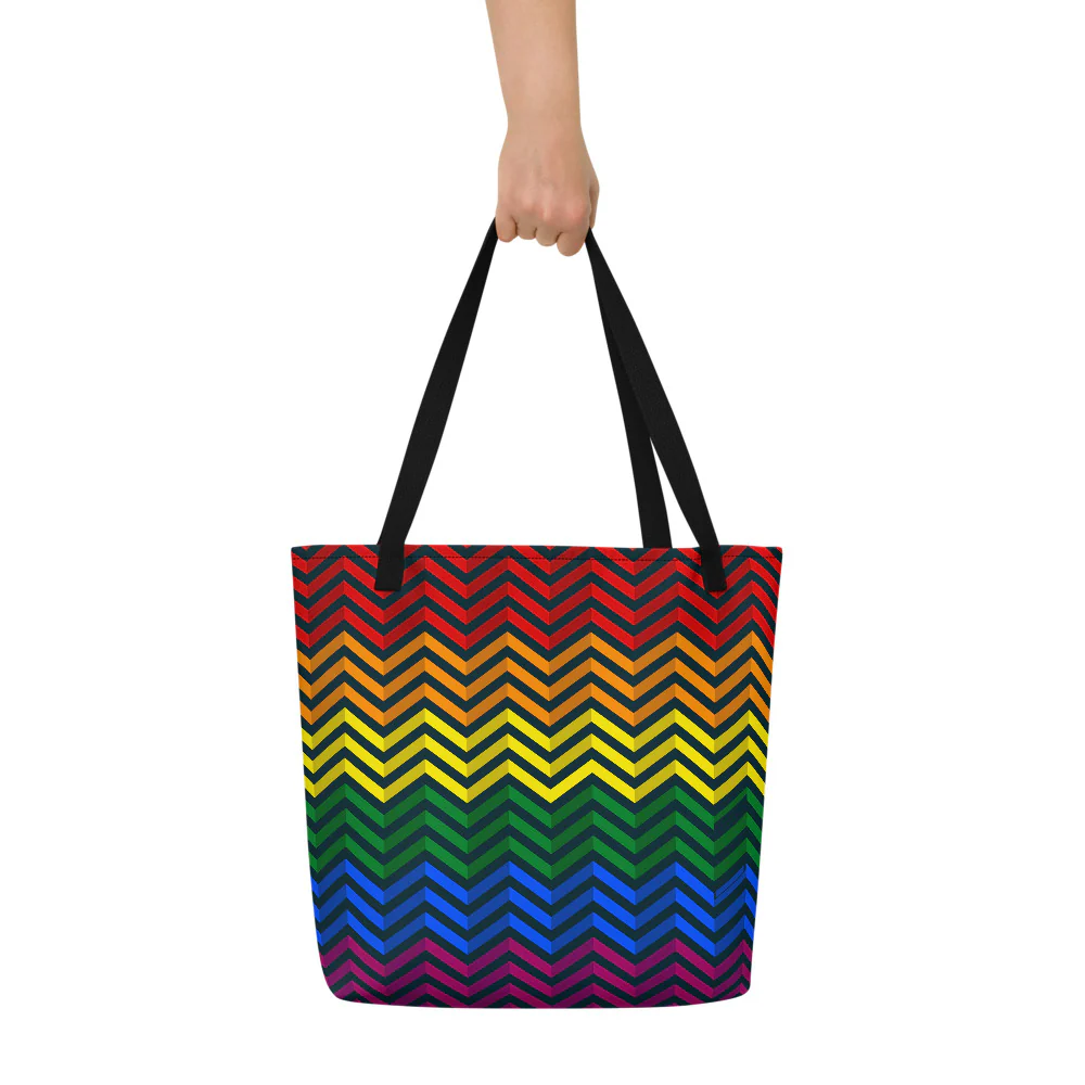 Rainbow Zig Zag Large Tote/Beach Bag - Image 4