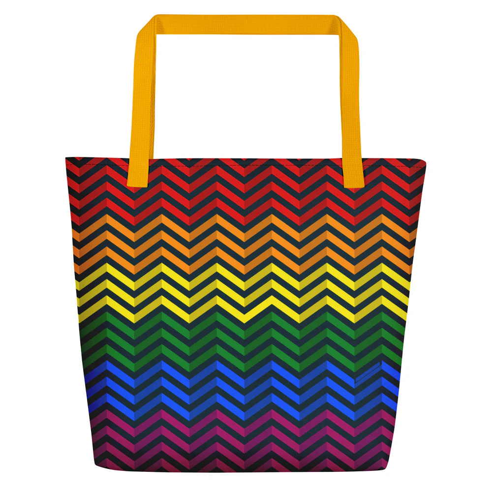 Rainbow Zig Zag Large Tote/Beach Bag - Image 5