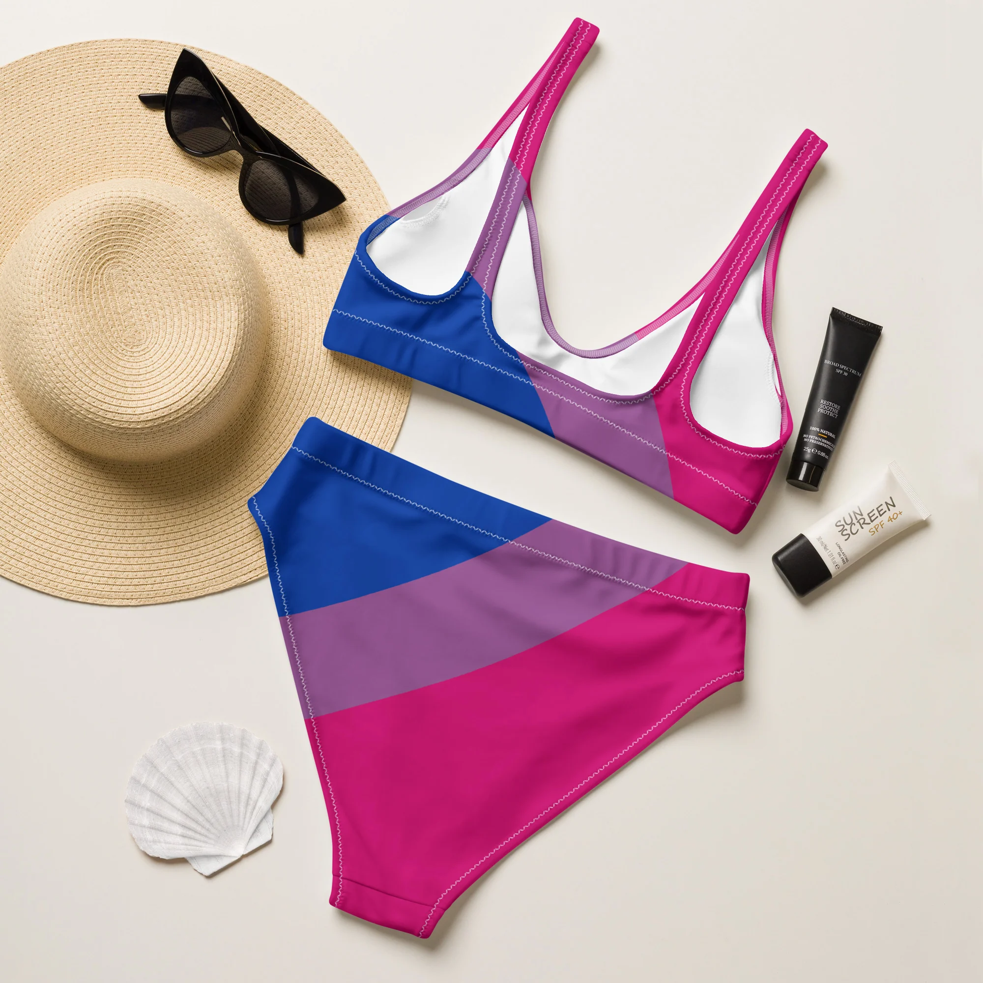 Bisexual Stripes High-Waisted Bikini - Image 3