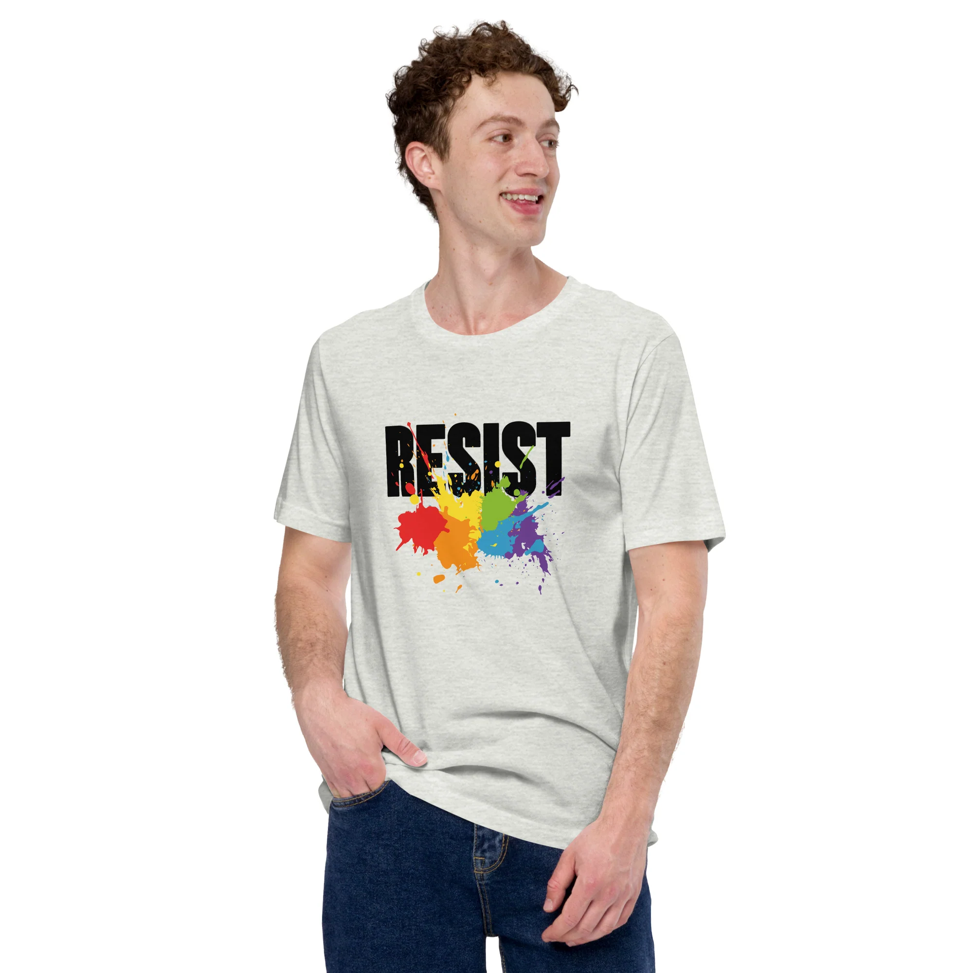 Resist Rainbow Splatter T-Shirt - Image 4