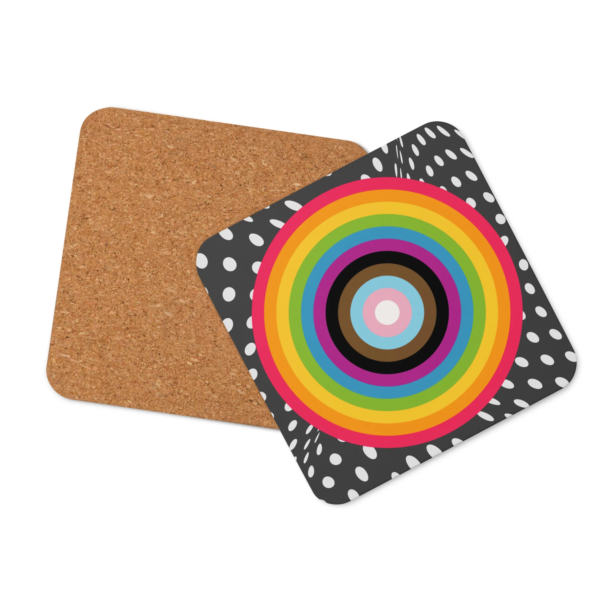 Reverse Progress Pride Flag Colours Roundel on Spots Coaster - Image 3