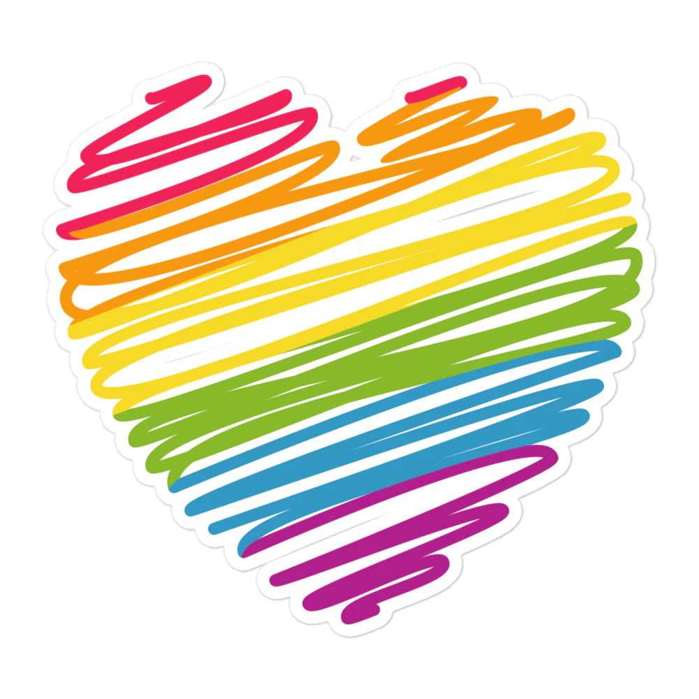Scribbled Rainbow Pride Lightning Sticker