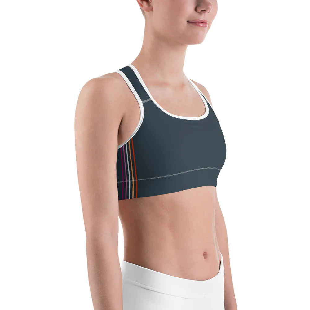 Separated Stripes Lesbian Pride Flag Sports Bra - Image 5