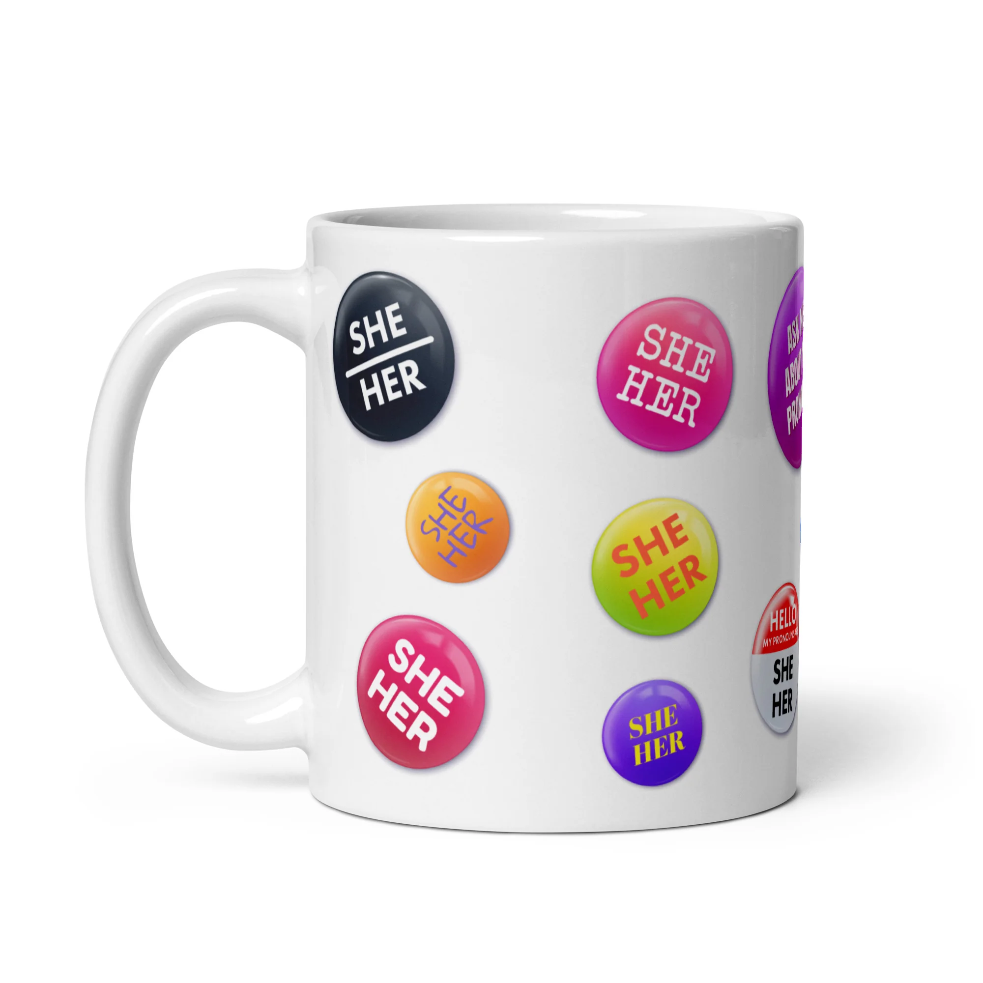 She Her Pronoun Badges Mug - Image 2