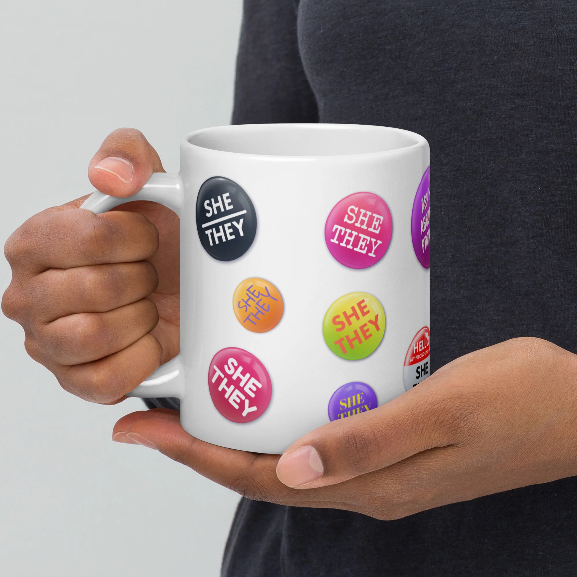 She They Pronoun Badges Mug - Image 5