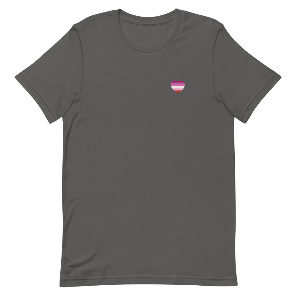 Pink Lesbian Flag Small Heart T-Shirt - Image 6