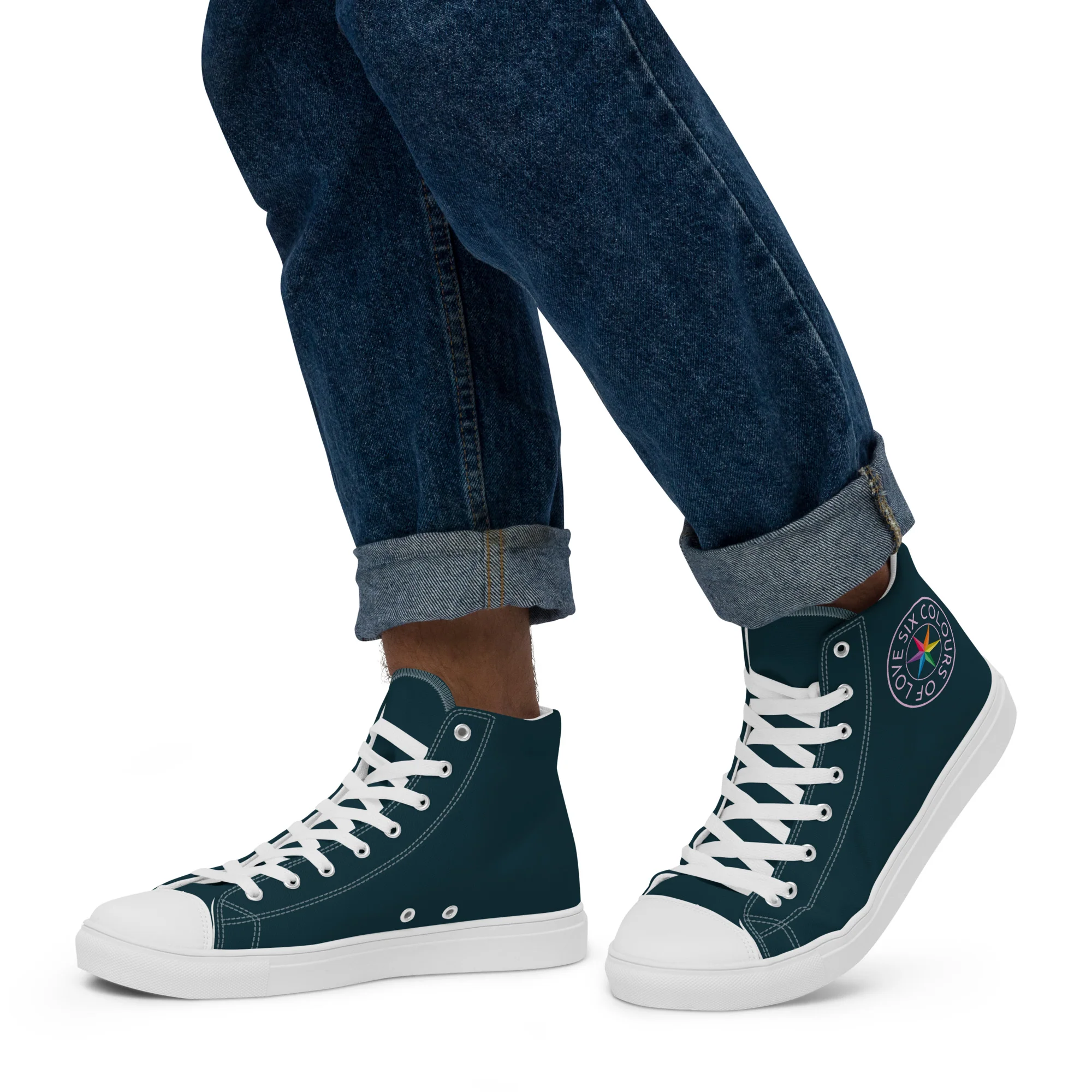 Six Colours Of Love Blue High Top Trainers (male sizes) - Image 4