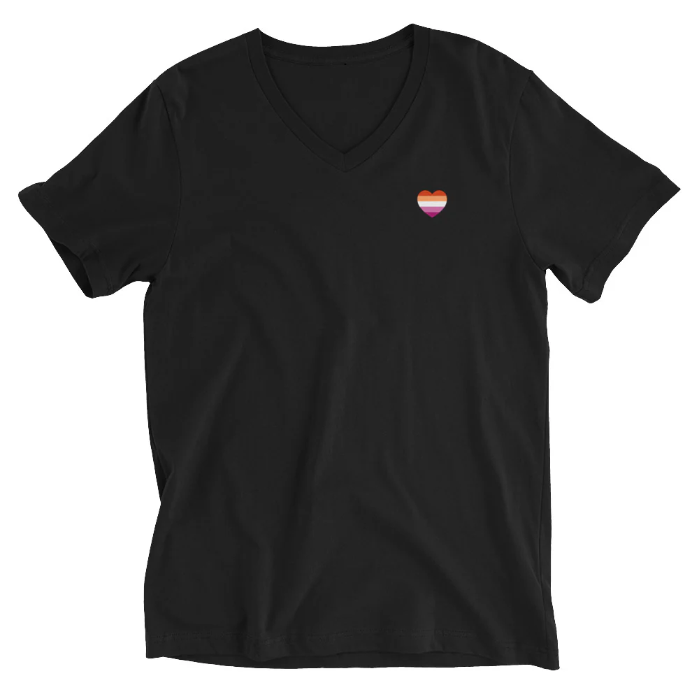 Small Lesbian Pride Heart V-Neck T-Shirt - Image 3