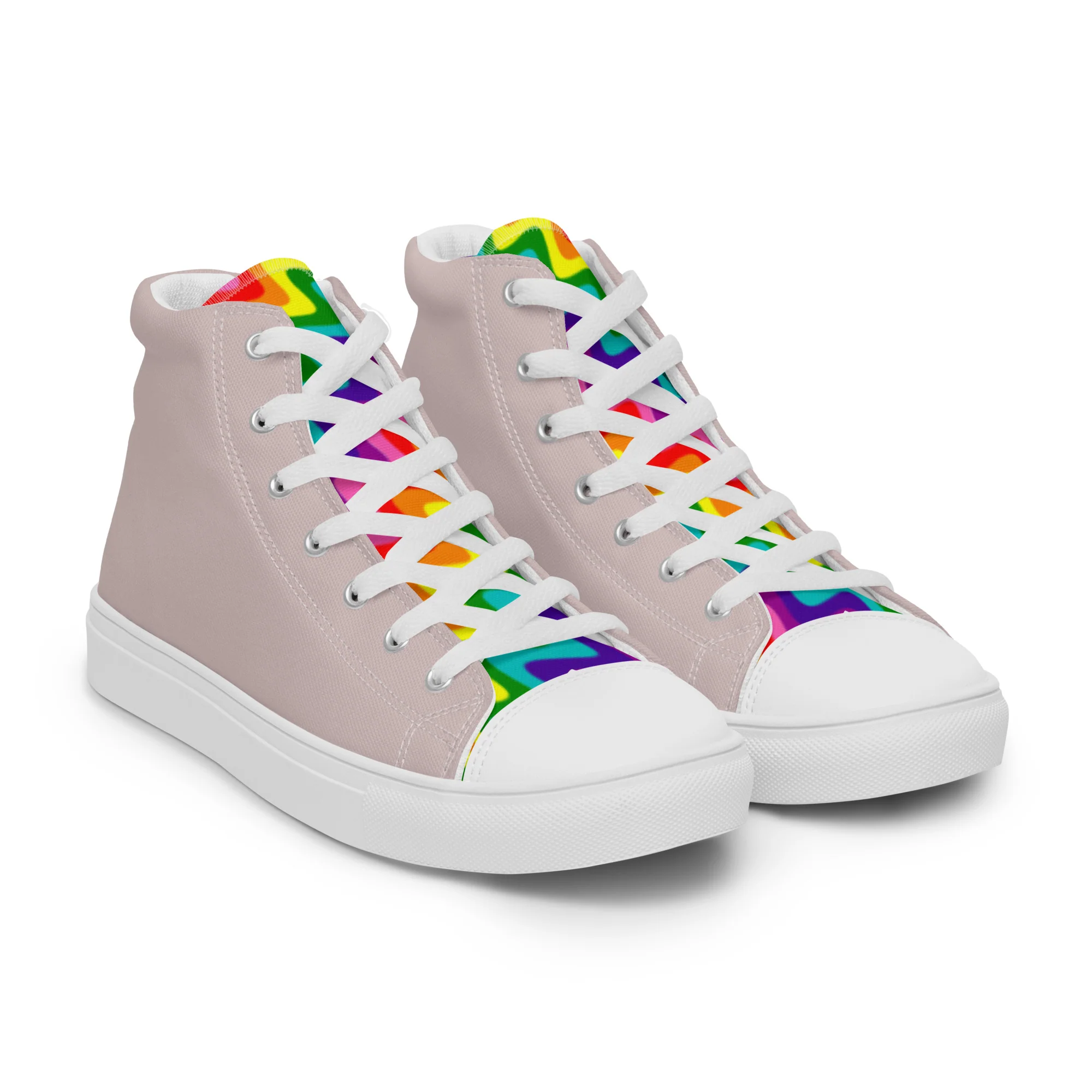 Stone Grey and Original Pride Flag High Top Trainers (female sizes) - Image 16