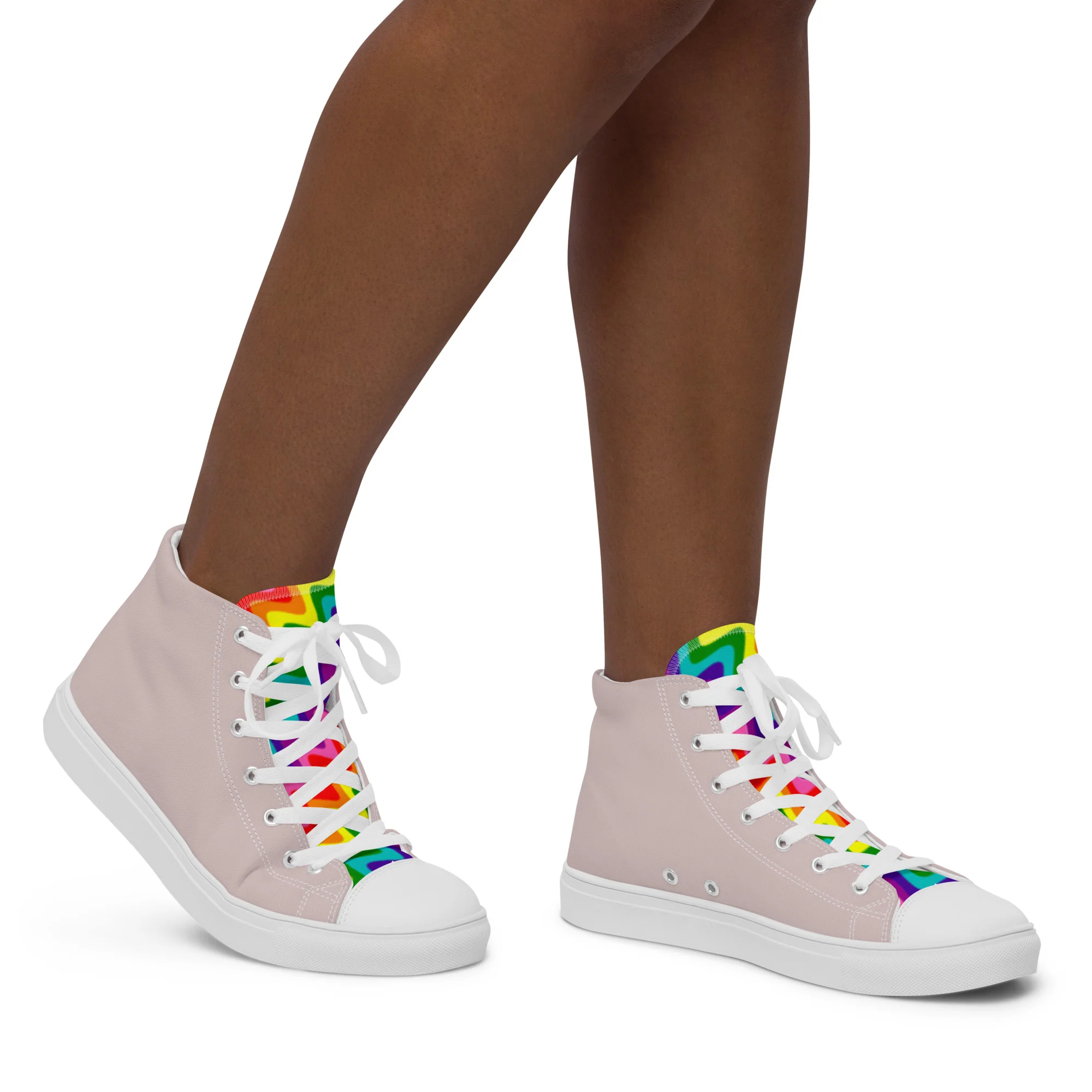 Stone Grey and Original Pride Flag High Top Trainers (female sizes) - Image 8