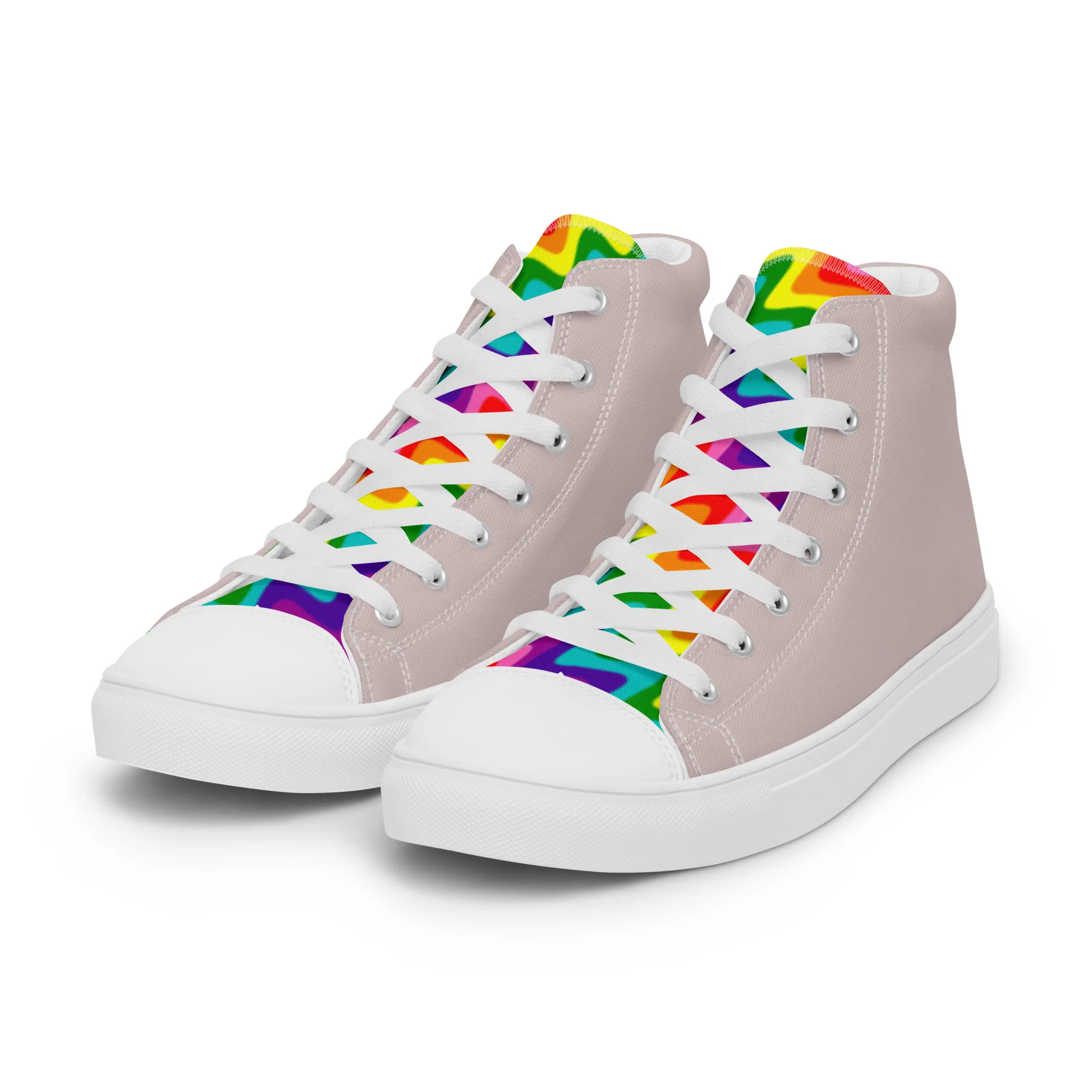 Stone Grey and Original Pride Flag High Top Trainers (male sizes)
