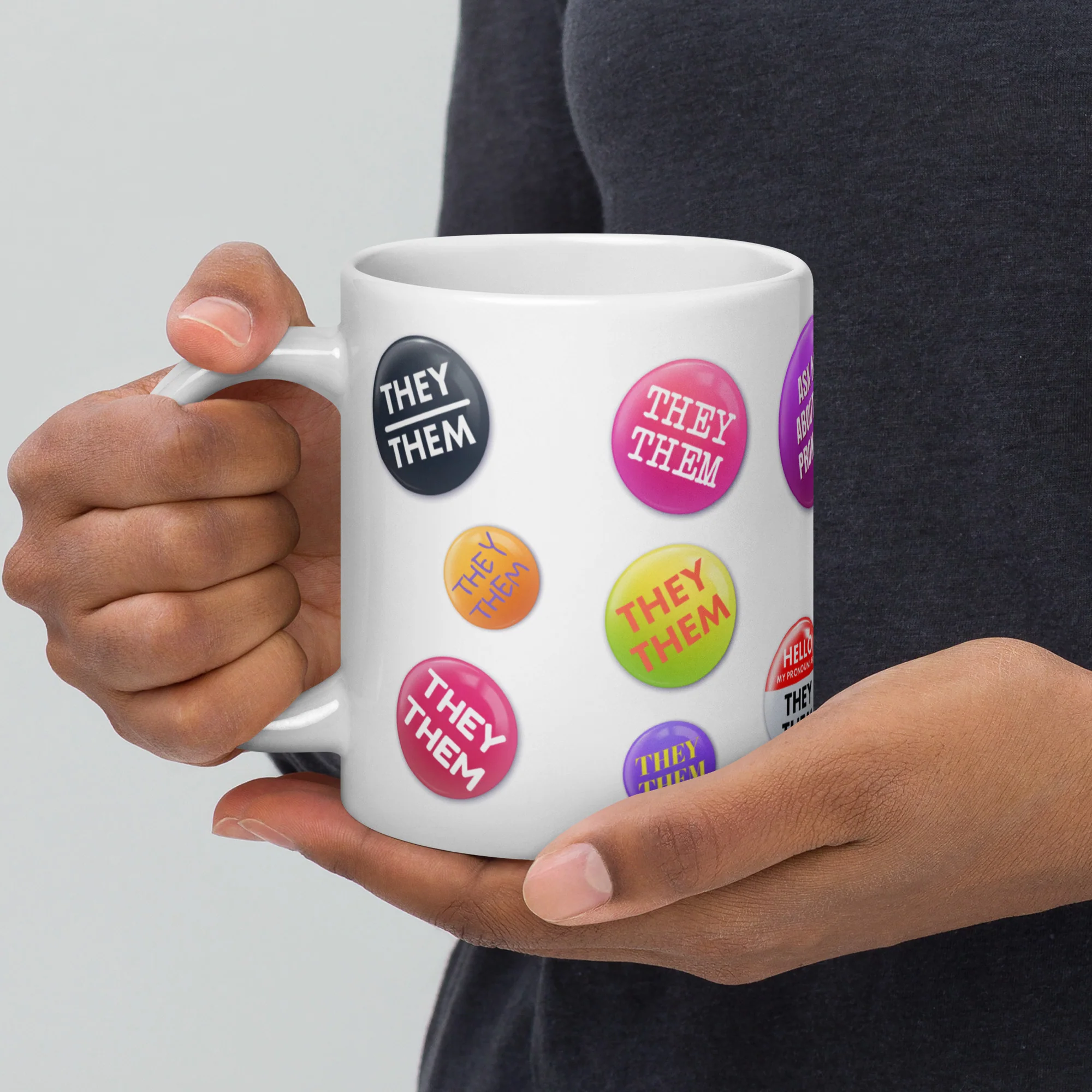 They Them Pronoun Badges Mug - Image 6