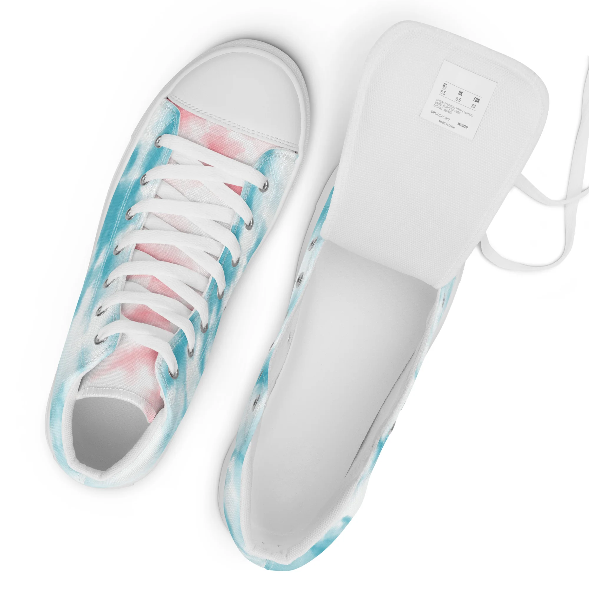 Tie Dyed Trans Pride High Top Trainers (male sizes) - Image 2