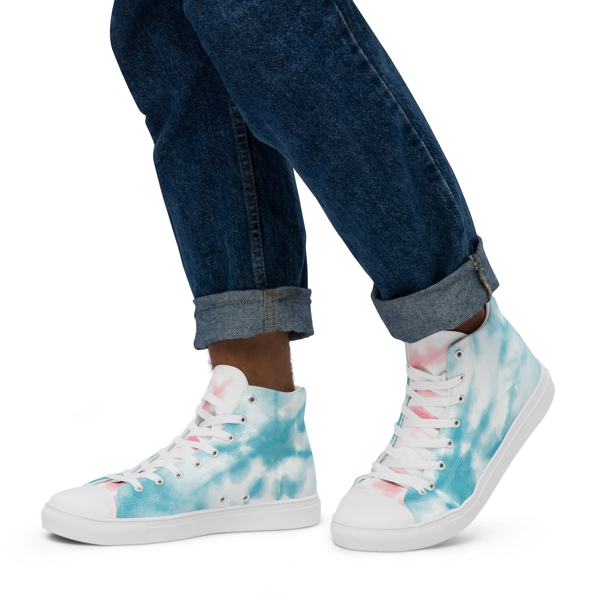 Tie Dyed Trans Pride High Top Trainers (male sizes) - Image 8