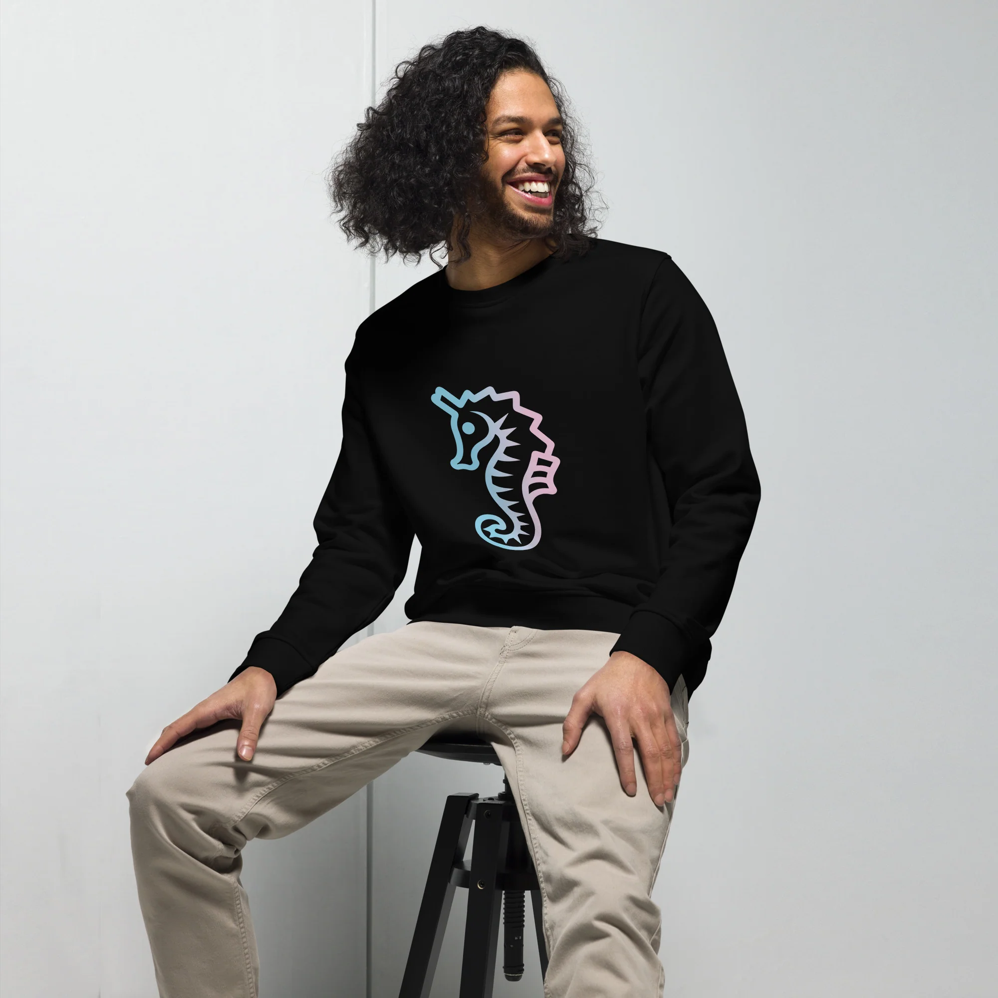 Trans Dad Seahorse Organic Sweatshirt - Image 2
