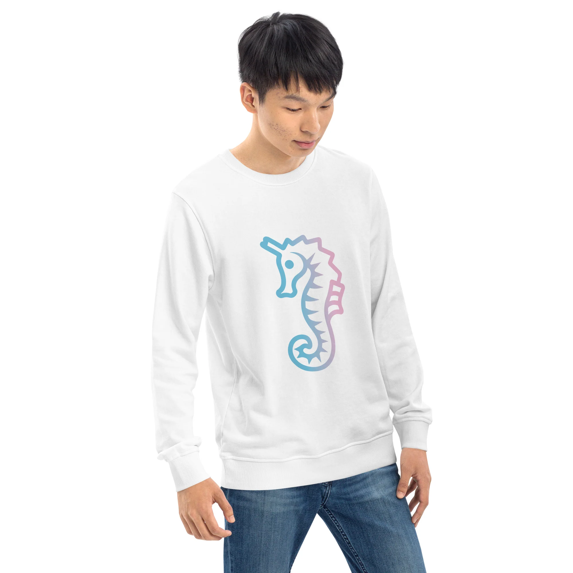 Trans Dad Seahorse Organic Sweatshirt - Image 3