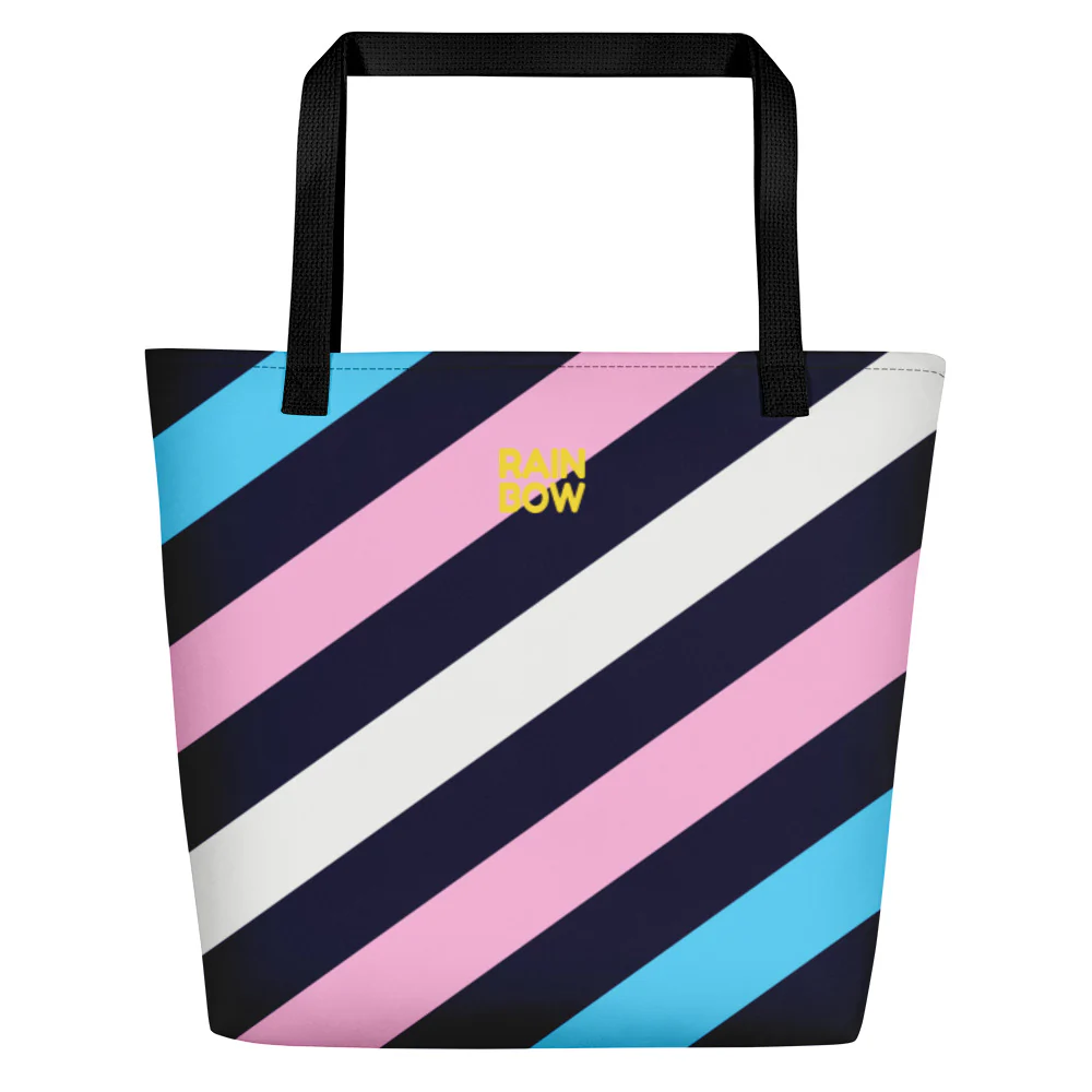 Trans Diagonal Stripes Large Tote/Beach Bag