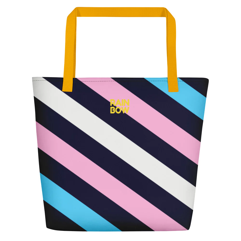 Trans Diagonal Stripes Large Tote/Beach Bag - Image 5