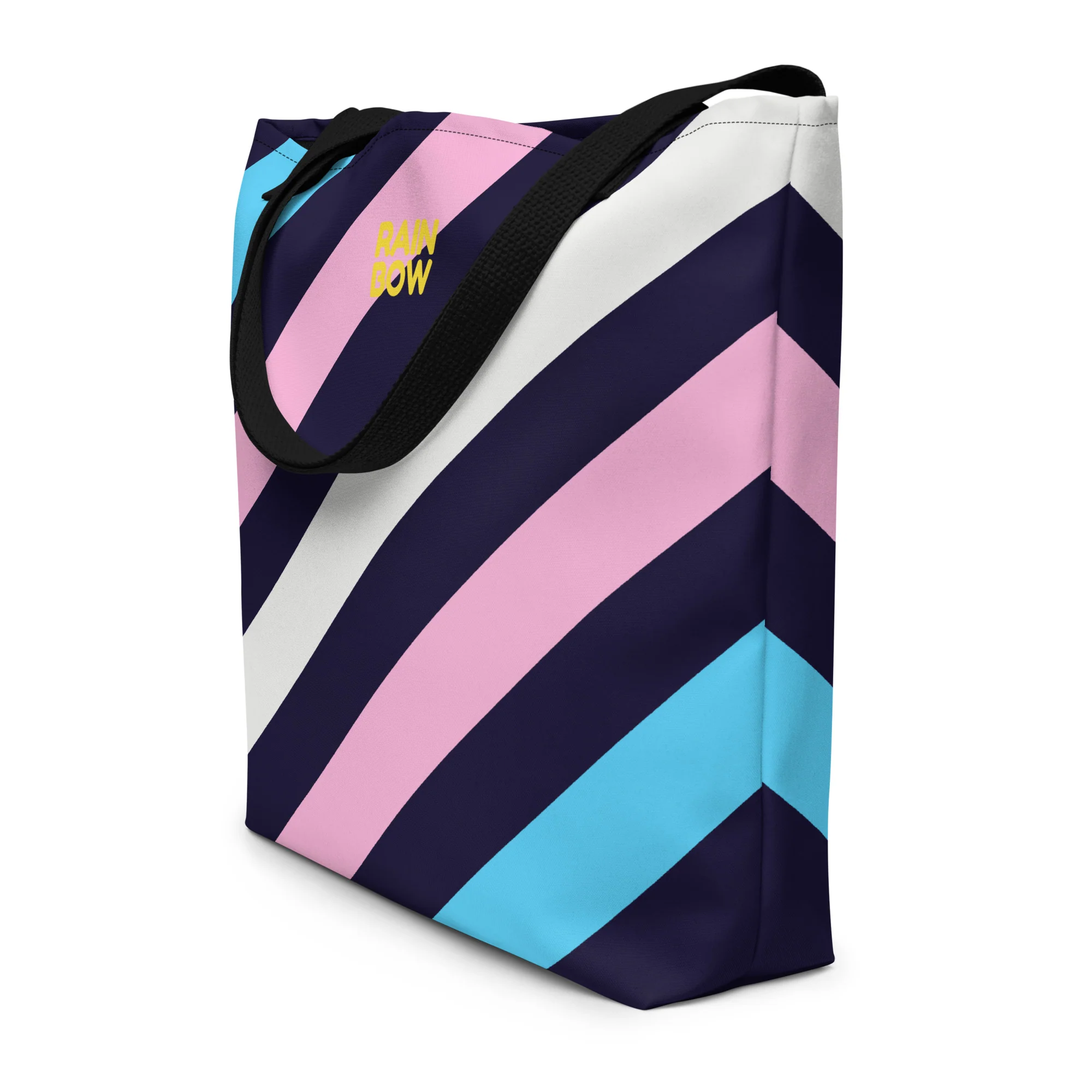 Trans Diagonal Stripes Large Tote/Beach Bag - Image 6