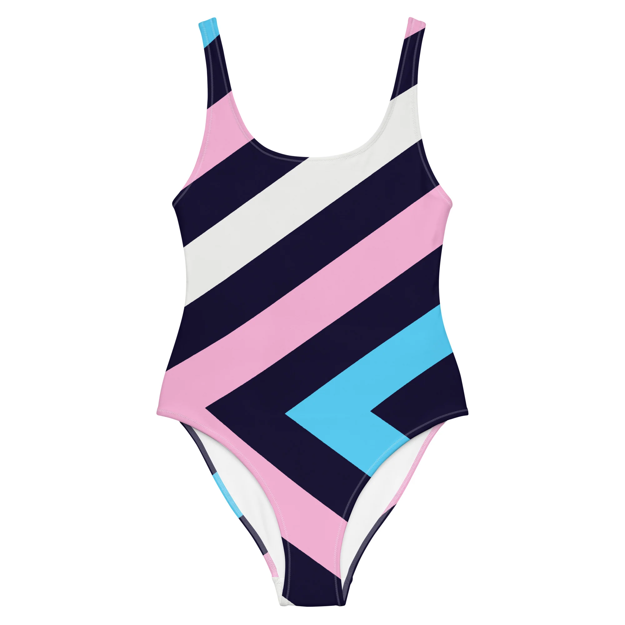 Trans Diagonal Stripes One-Piece Swimsuit