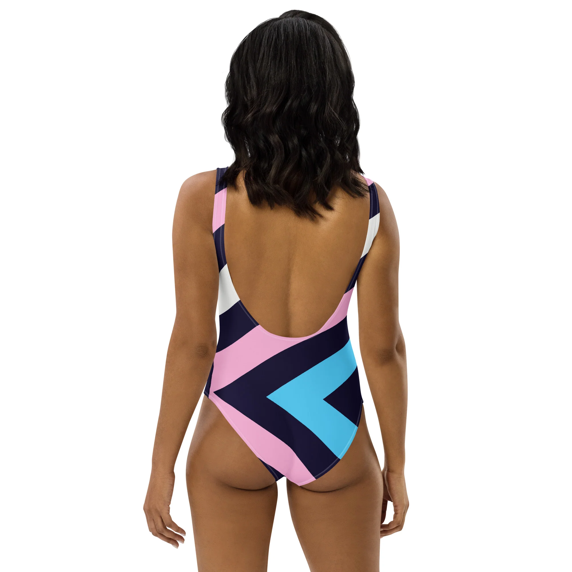 Trans Diagonal Stripes One-Piece Swimsuit - Image 6