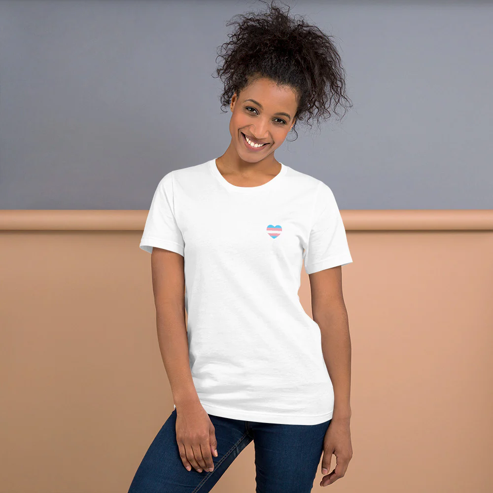 Trans Small Heart Flag T-Shirt - Image 8