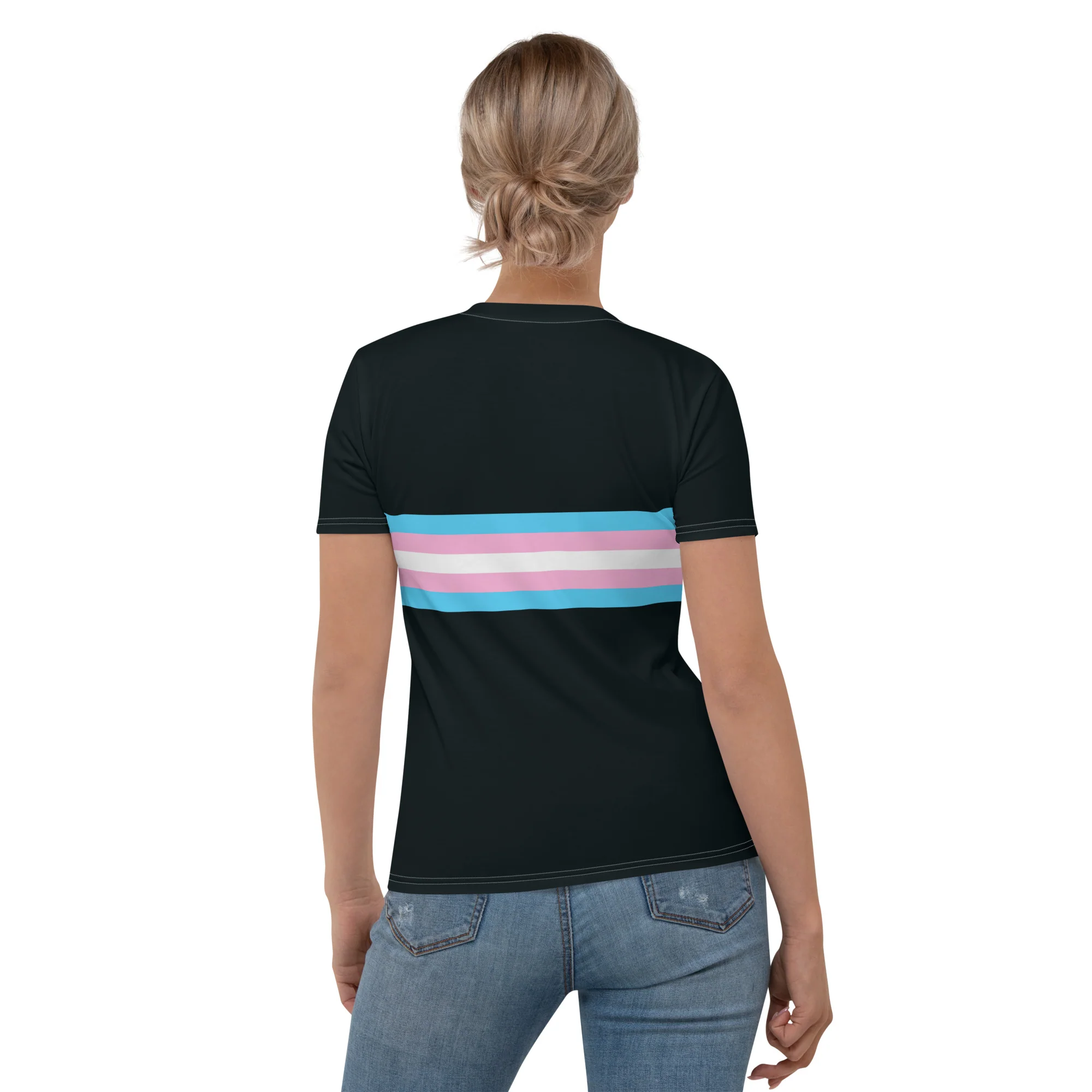Trans Flag Stripe Fitted T-Shirt - Image 3